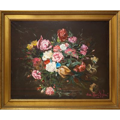 Natura morta di fiori, olio su tela