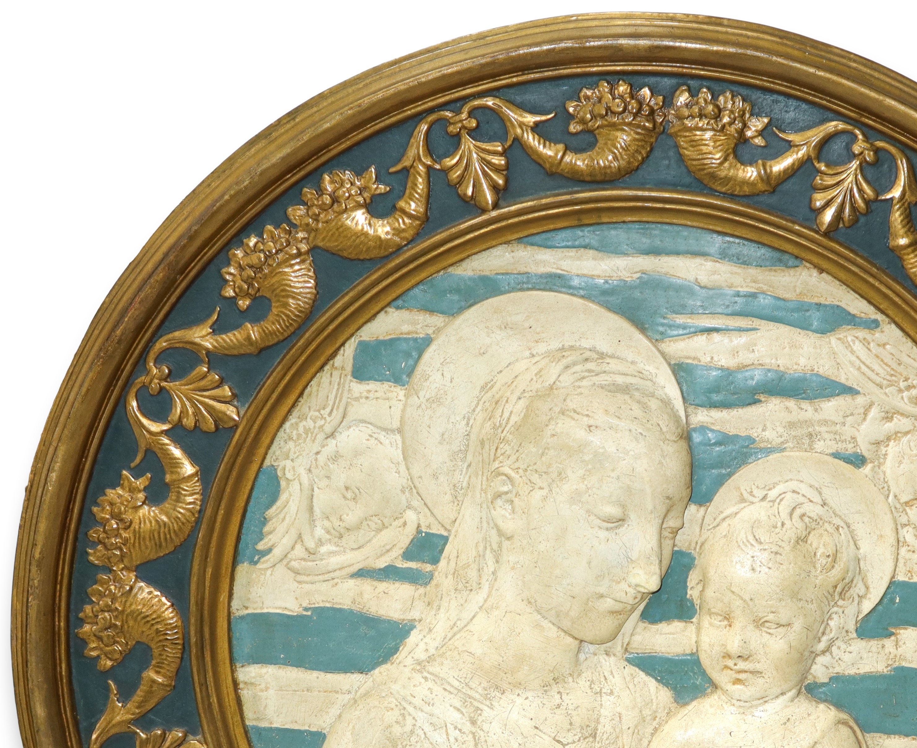 Luca della Robbia - Madonna con Bambino e Zefiri, Tondo con Bassorilievo in Stucco