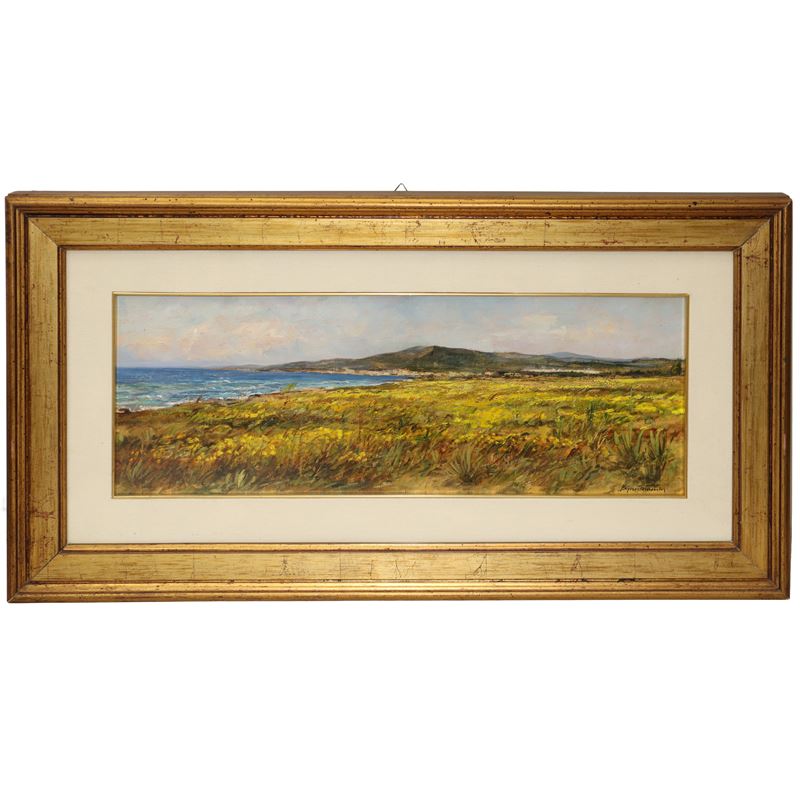 Bruno Guaitamacchi - Paesaggio con Marina a Fontane Bianche Siracusa