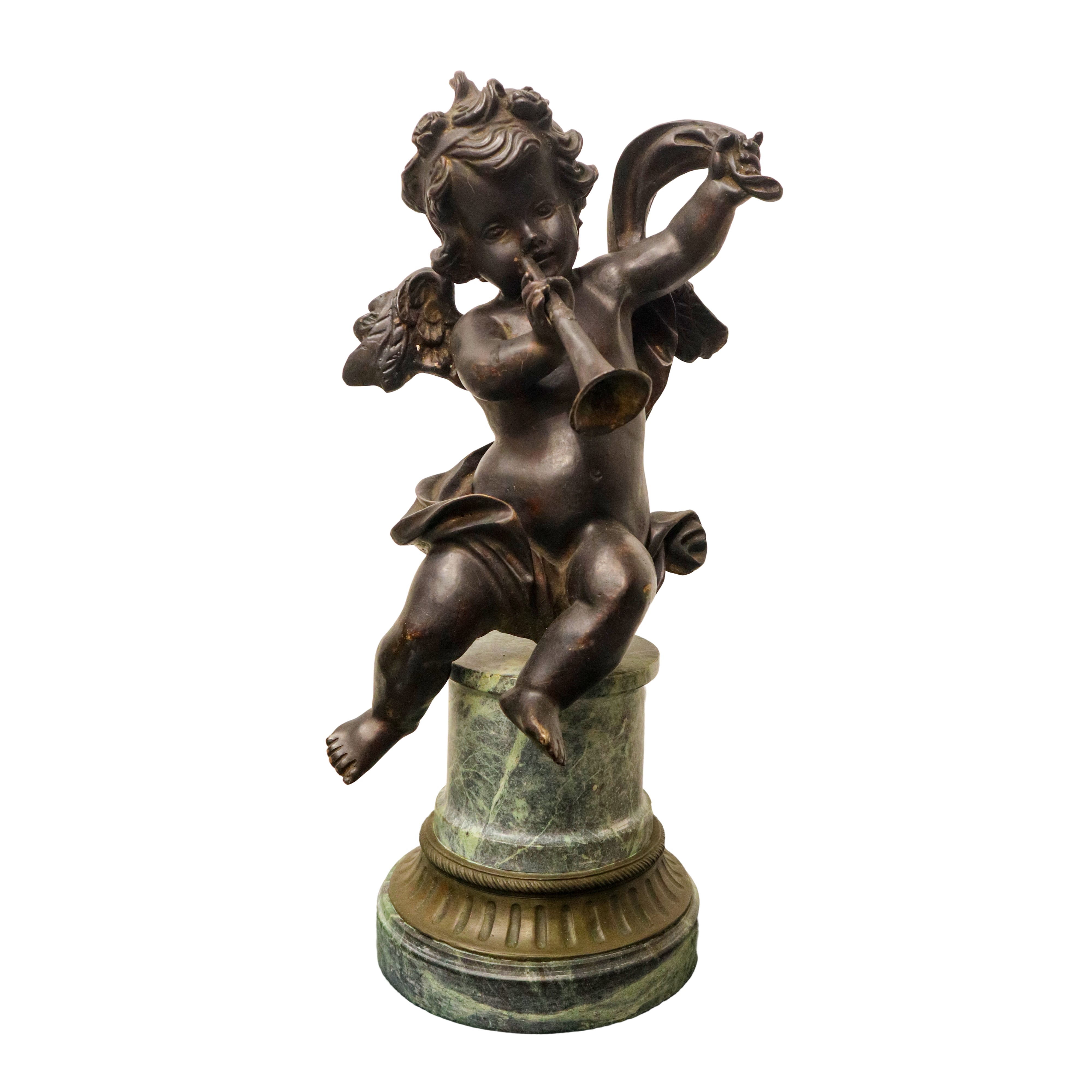 Jean-baptiste Carpeaux - Coppia di Putti Musicanti in Bronzo su Base in Marmo e Bronzo