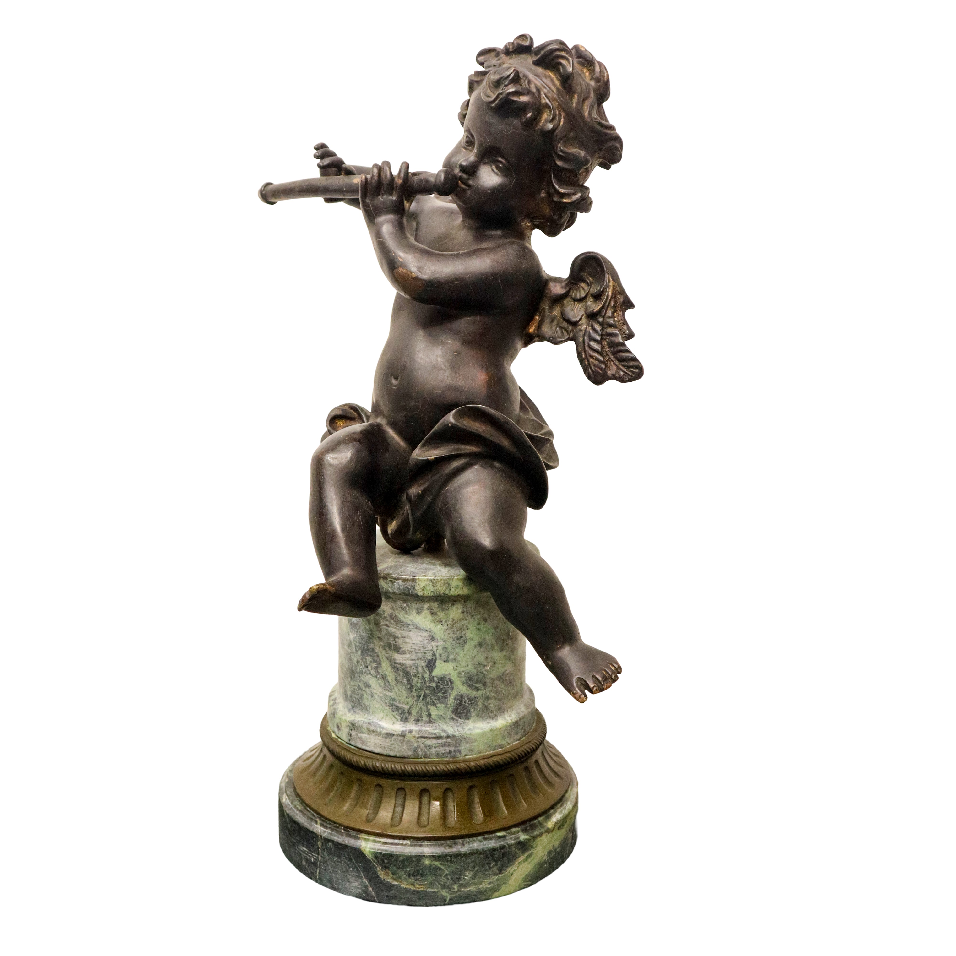Jean-baptiste Carpeaux - Coppia di Putti Musicanti in Bronzo su Base in Marmo e Bronzo