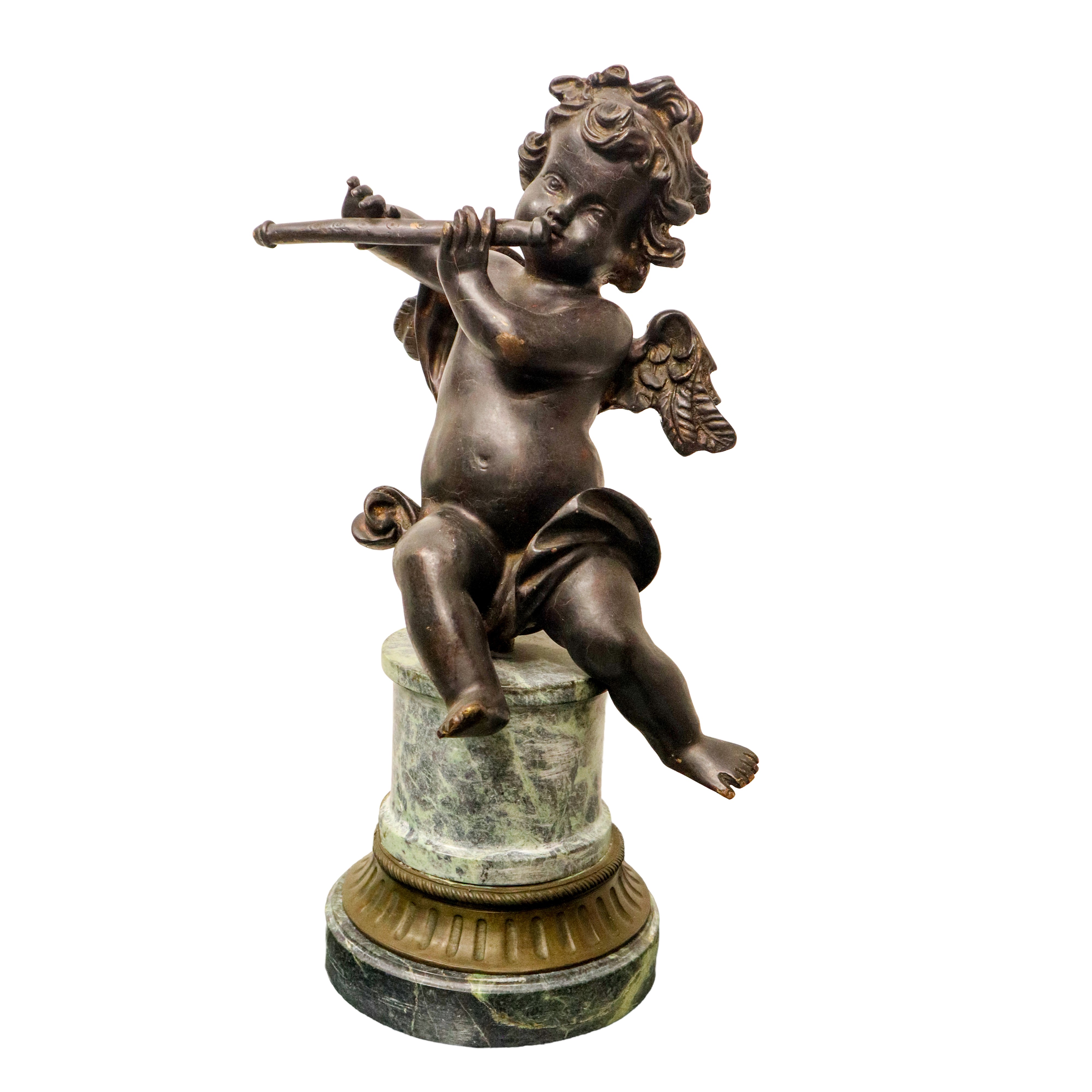 Jean-baptiste Carpeaux - Coppia di Putti Musicanti in Bronzo su Base in Marmo e Bronzo