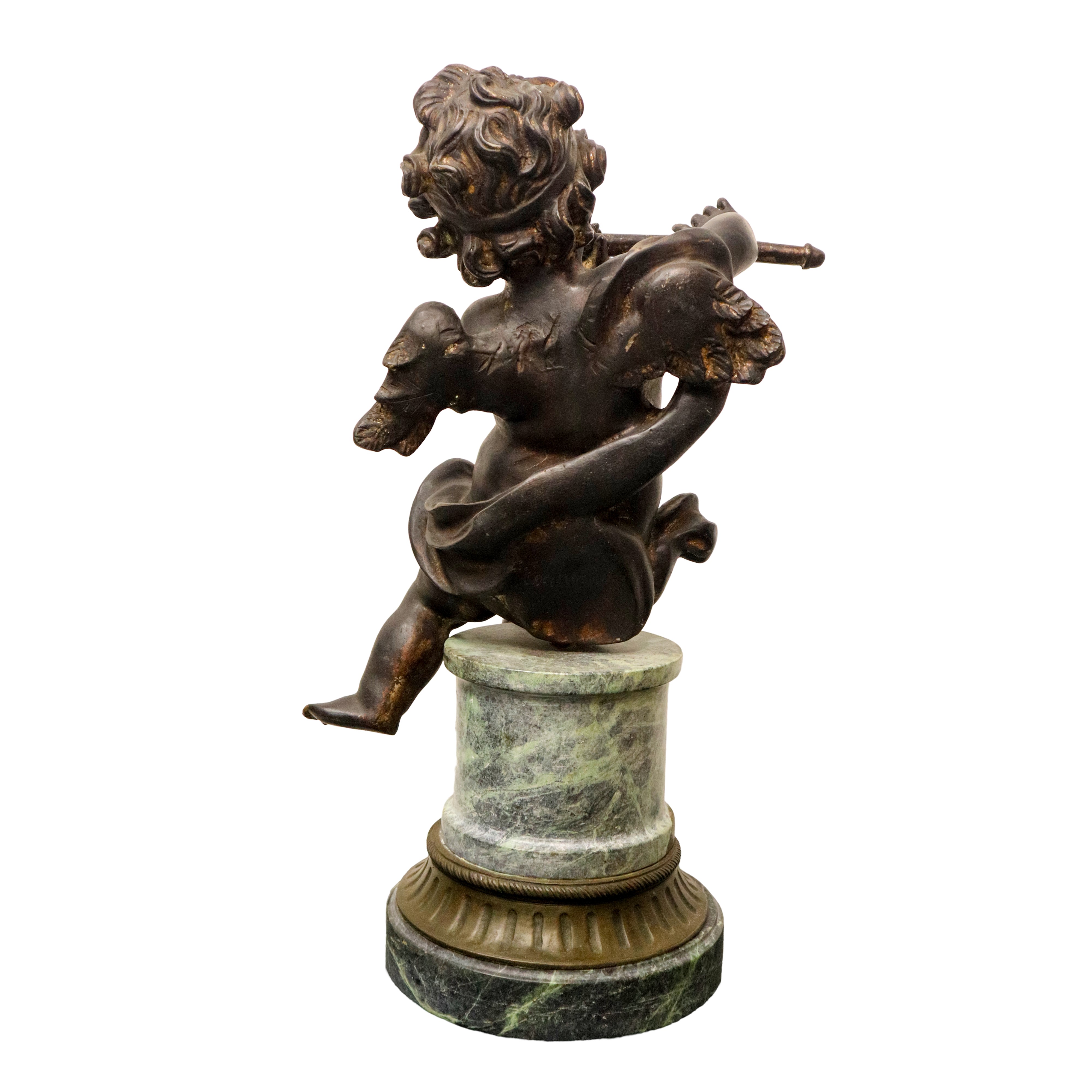 Jean-baptiste Carpeaux - Coppia di Putti Musicanti in Bronzo su Base in Marmo e Bronzo