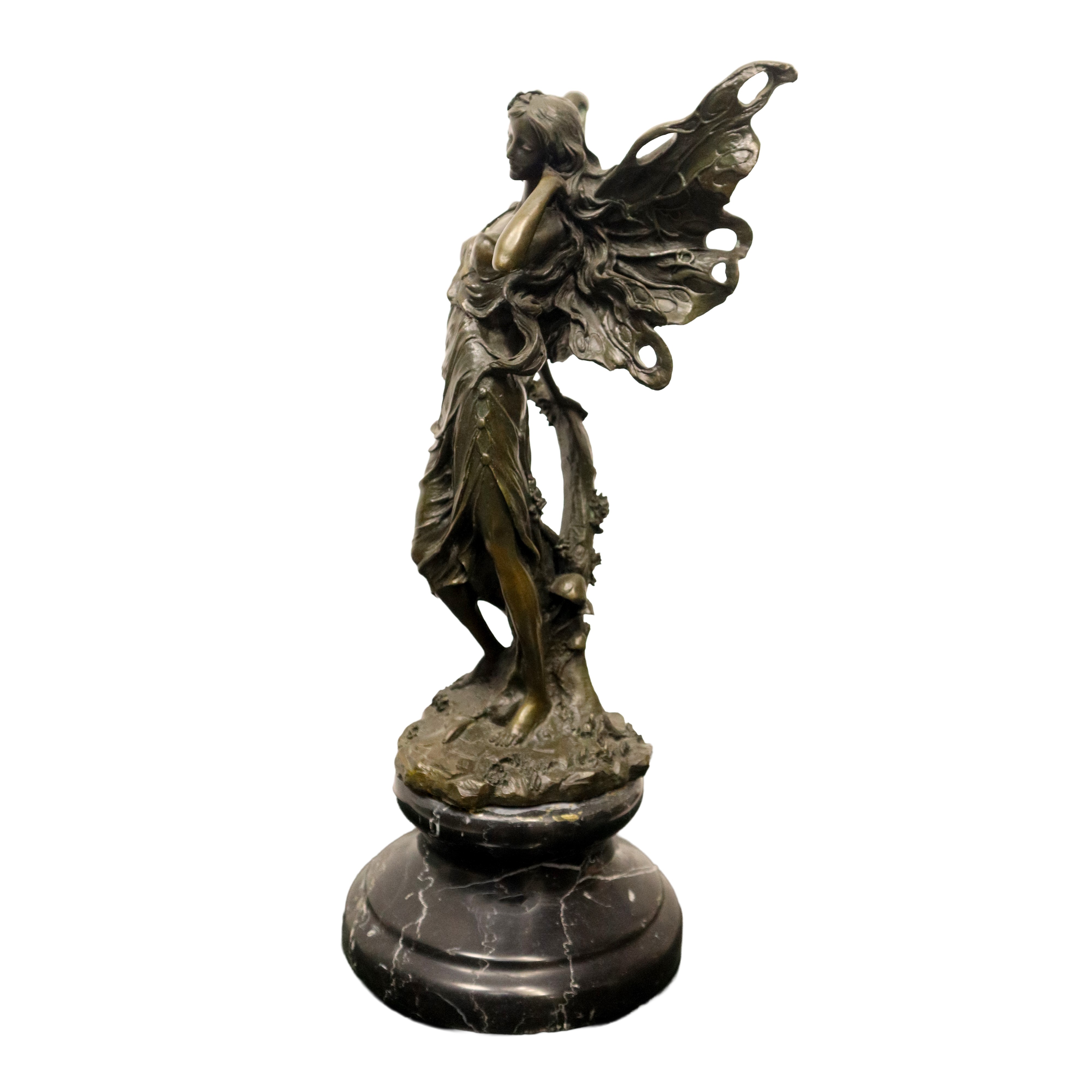 Aimé-jules Dalou - Ninfa Alata, Scultura in Bronzo con Base in Marmo