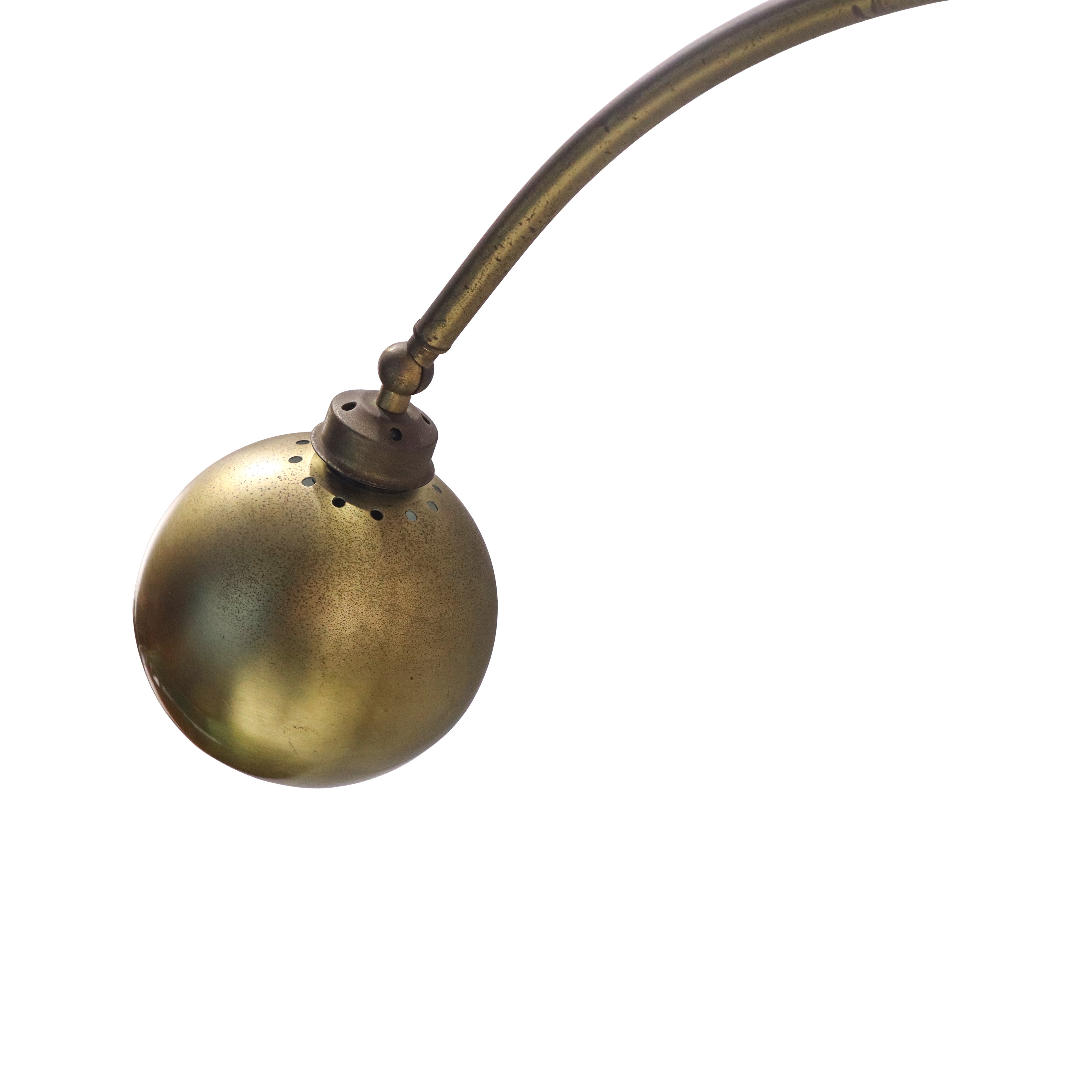 Piantana in metallo dorato a tre bocce, anni ’70