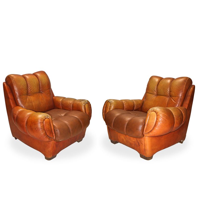 Joe DiMaggio, Coppia di poltrone in pelle color cognac, anni ’70