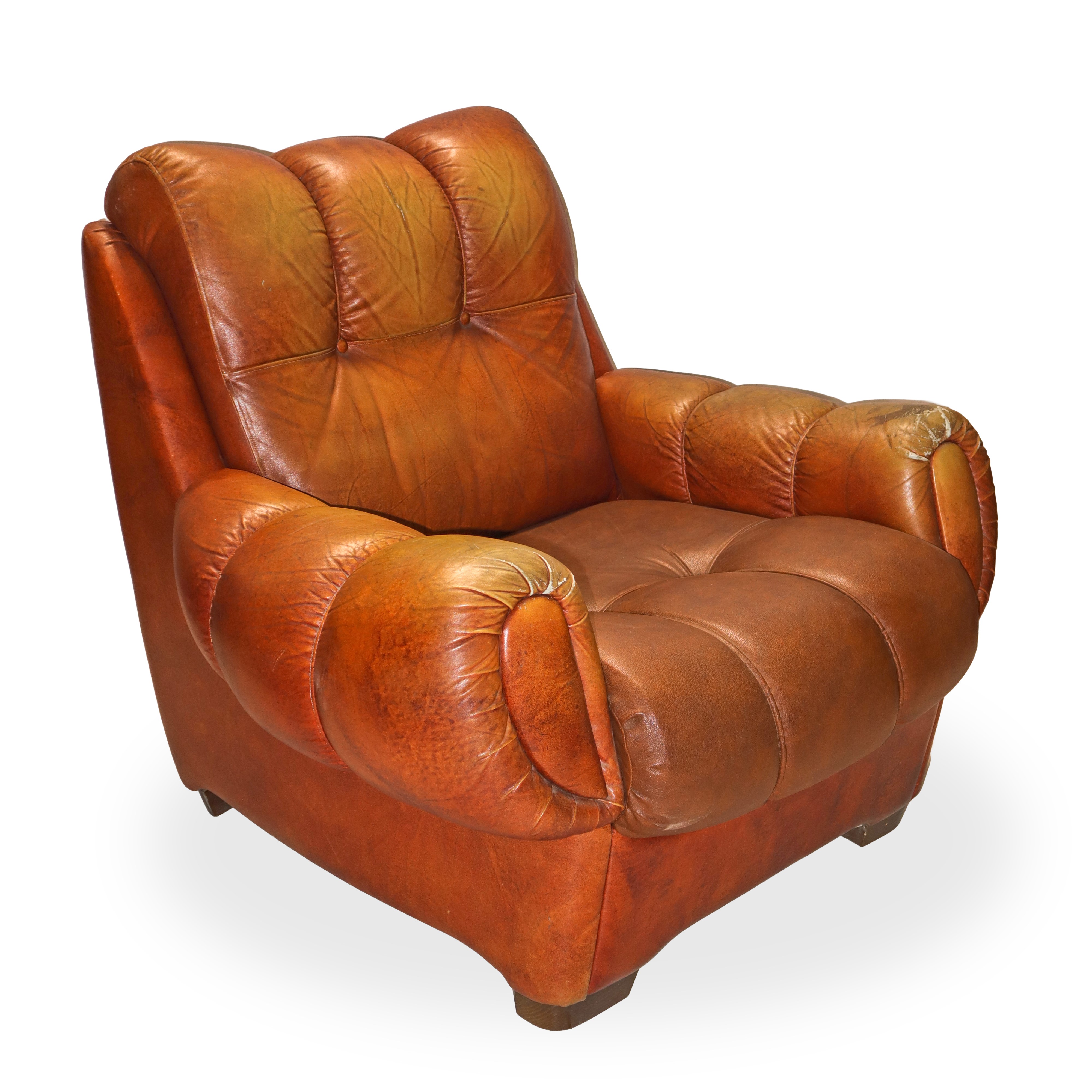 Joe DiMaggio, Coppia di poltrone in pelle color cognac, anni ’70