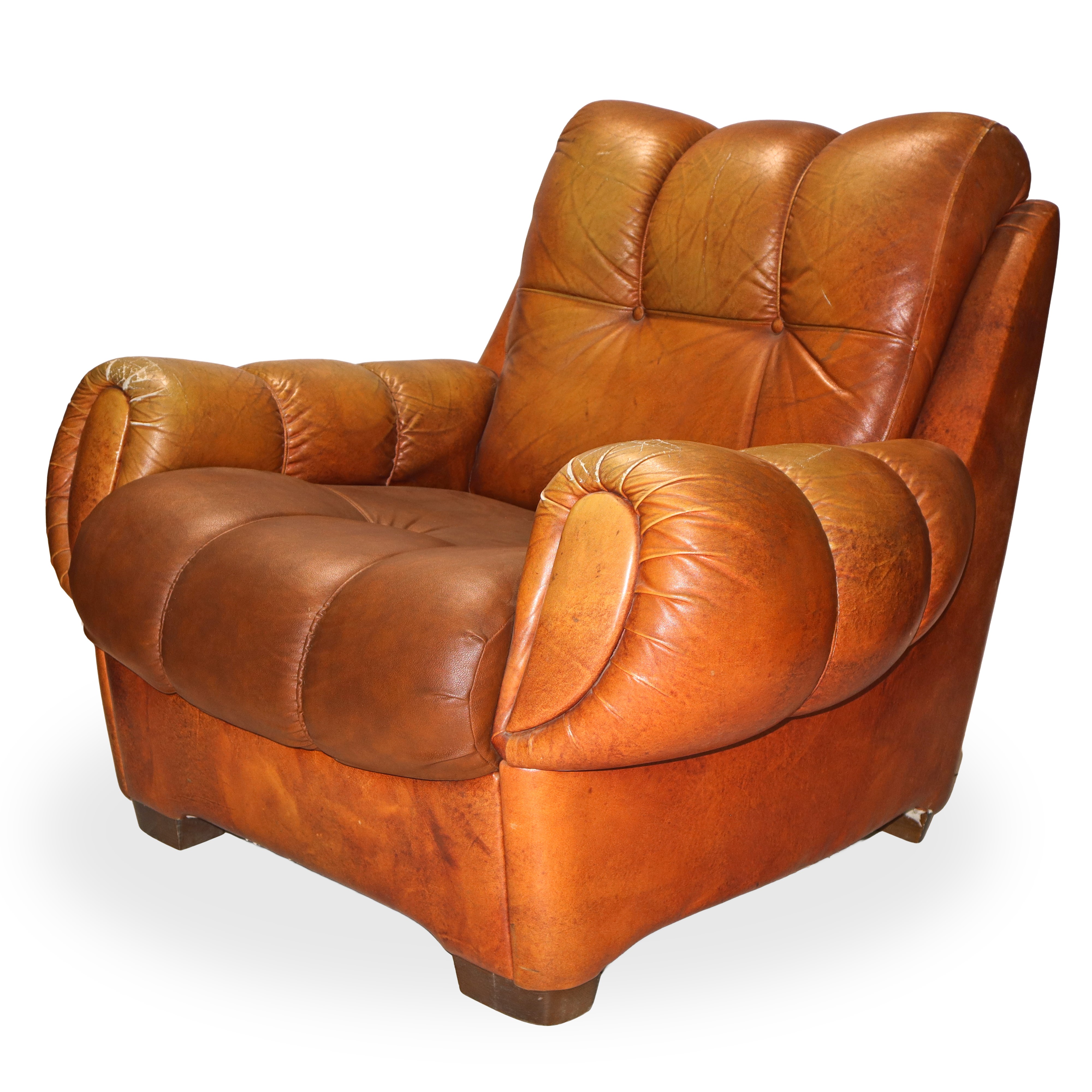 Joe DiMaggio, Coppia di poltrone in pelle color cognac, anni ’70