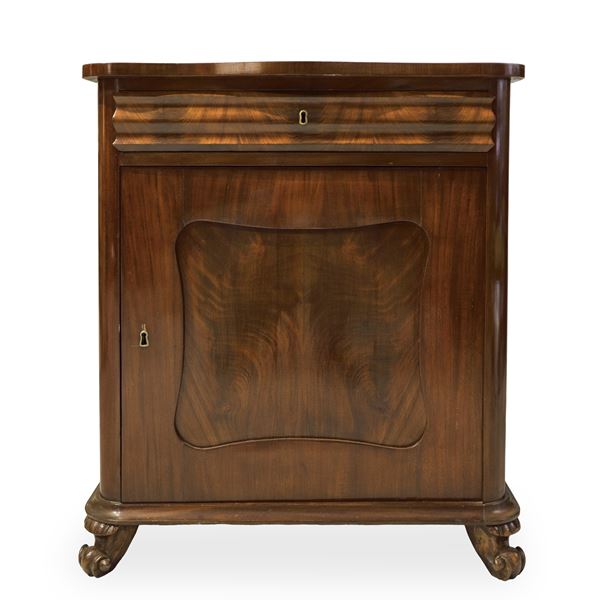 Credenza basso in legno di mogano, cassetto sottopiano