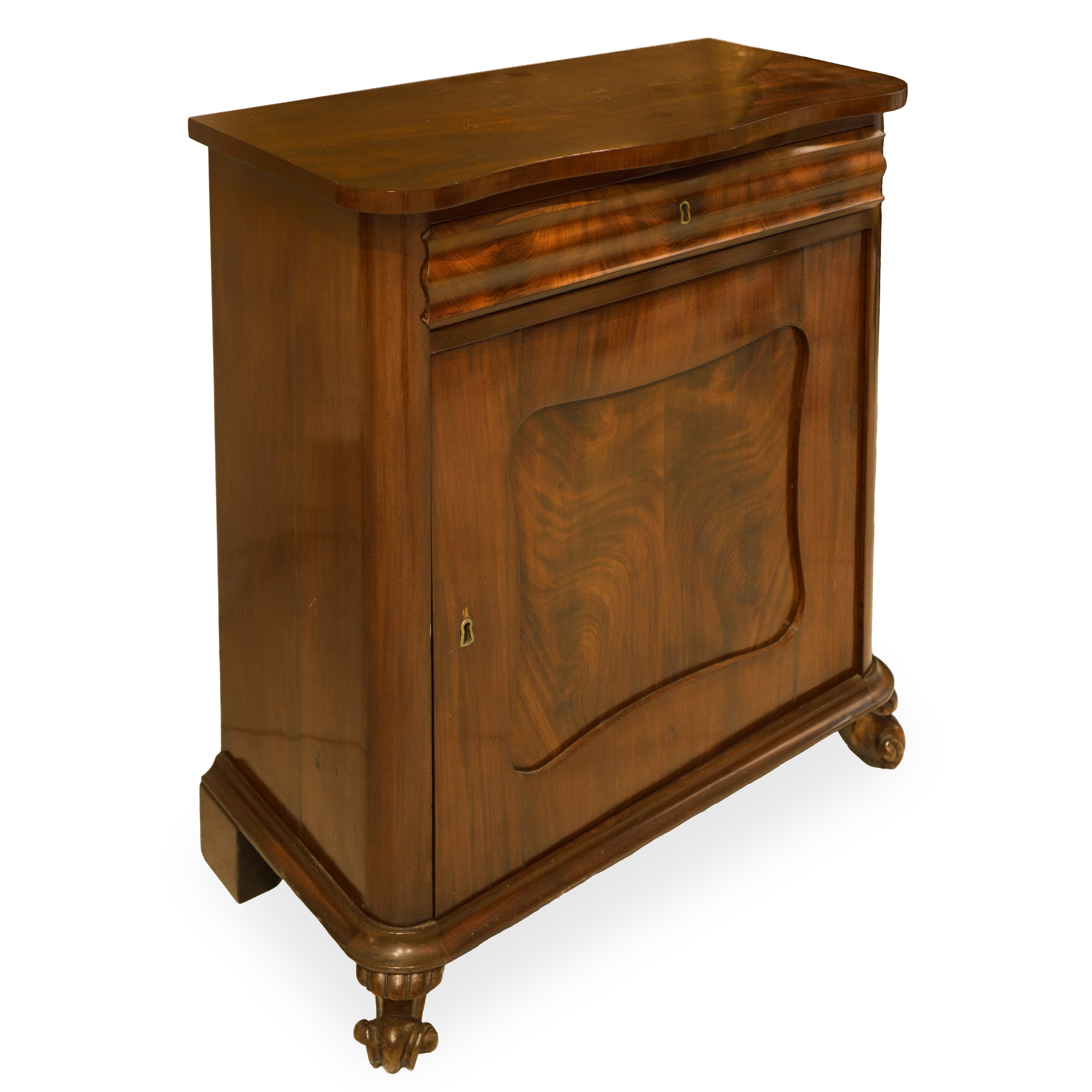 Credenza Basso in Legno di Mogano, Cassetto Sottopiano