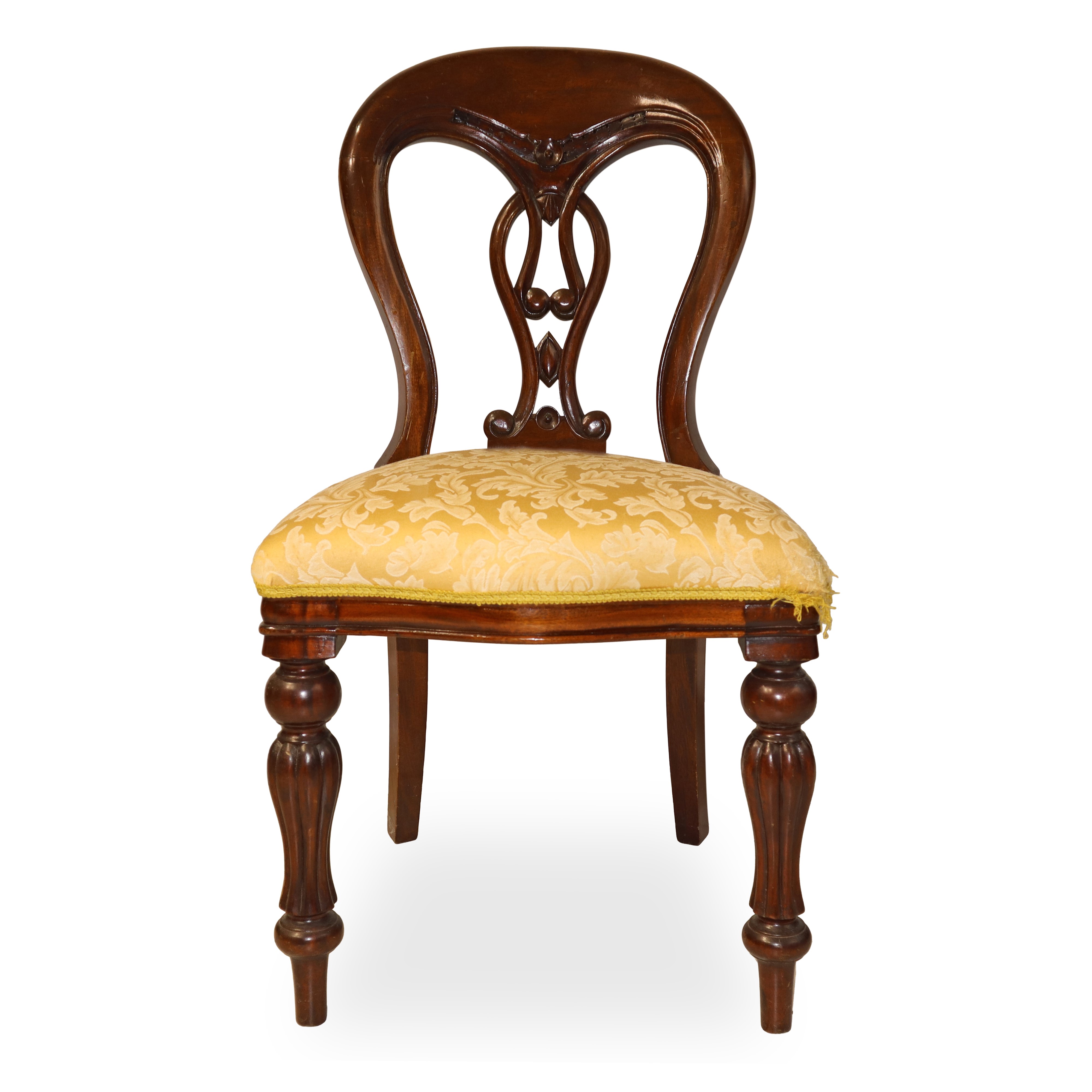 Set di quattro sedie, tappezzeria dorata