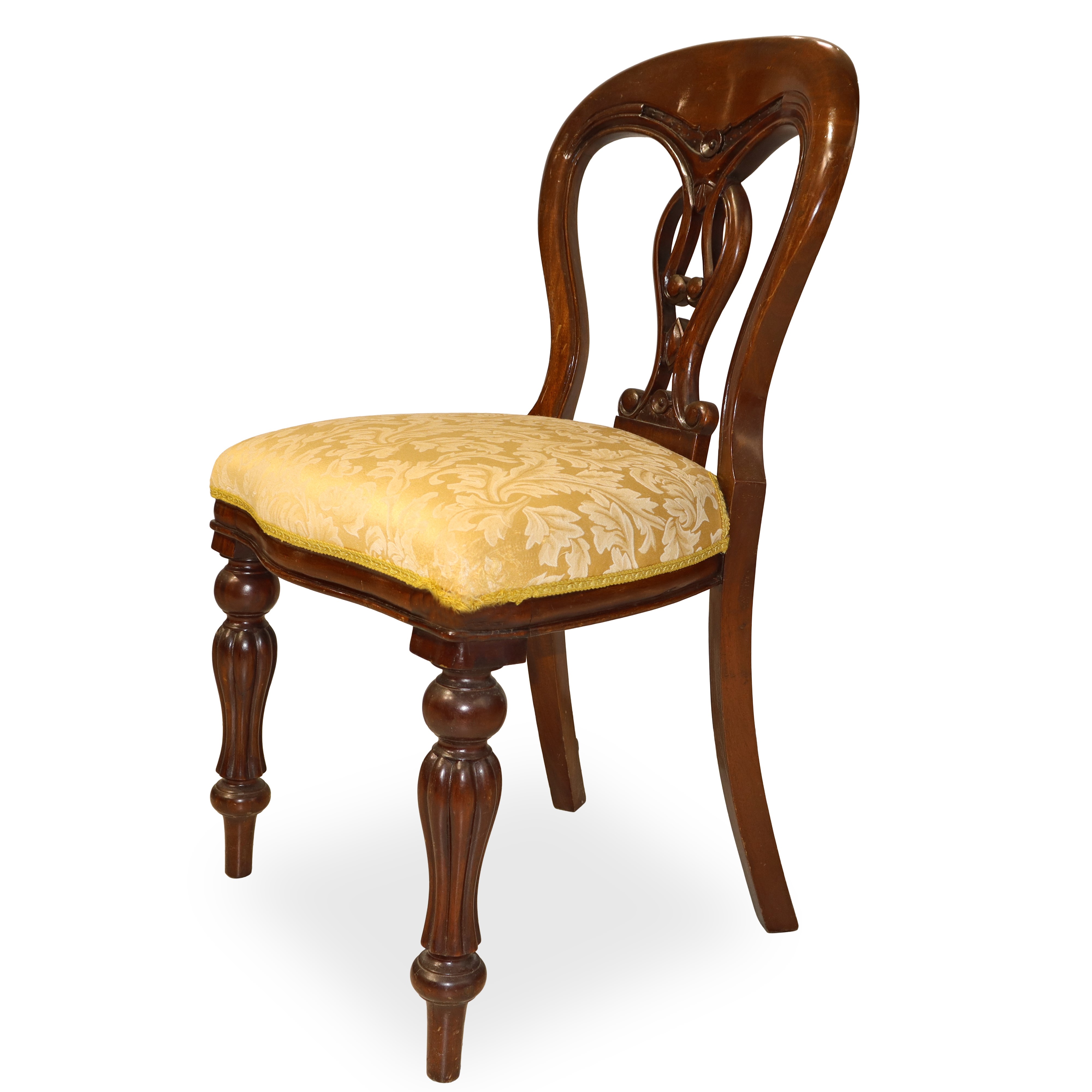 Set di quattro sedie, tappezzeria dorata