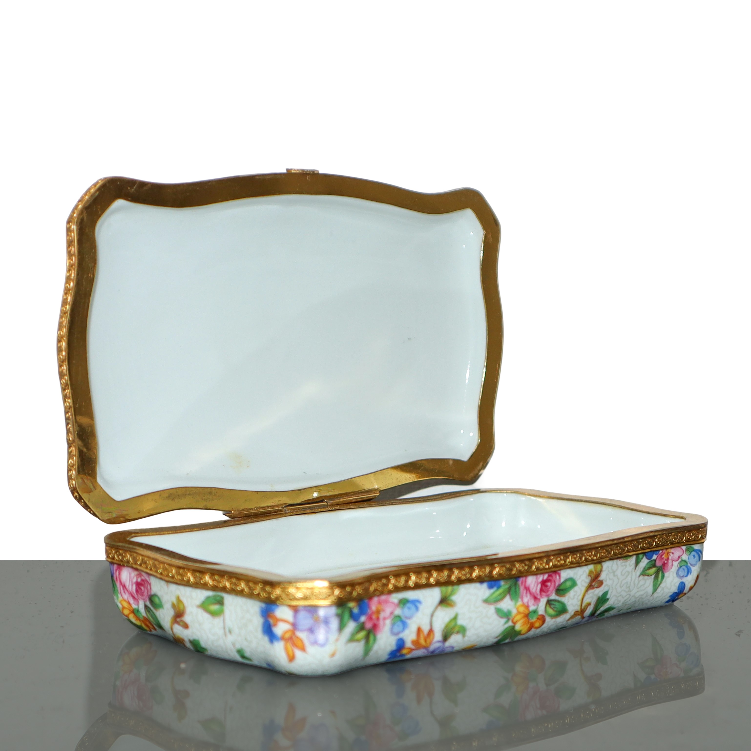 Scatolina in Porcellana Capodimonte con Decoro Floreale