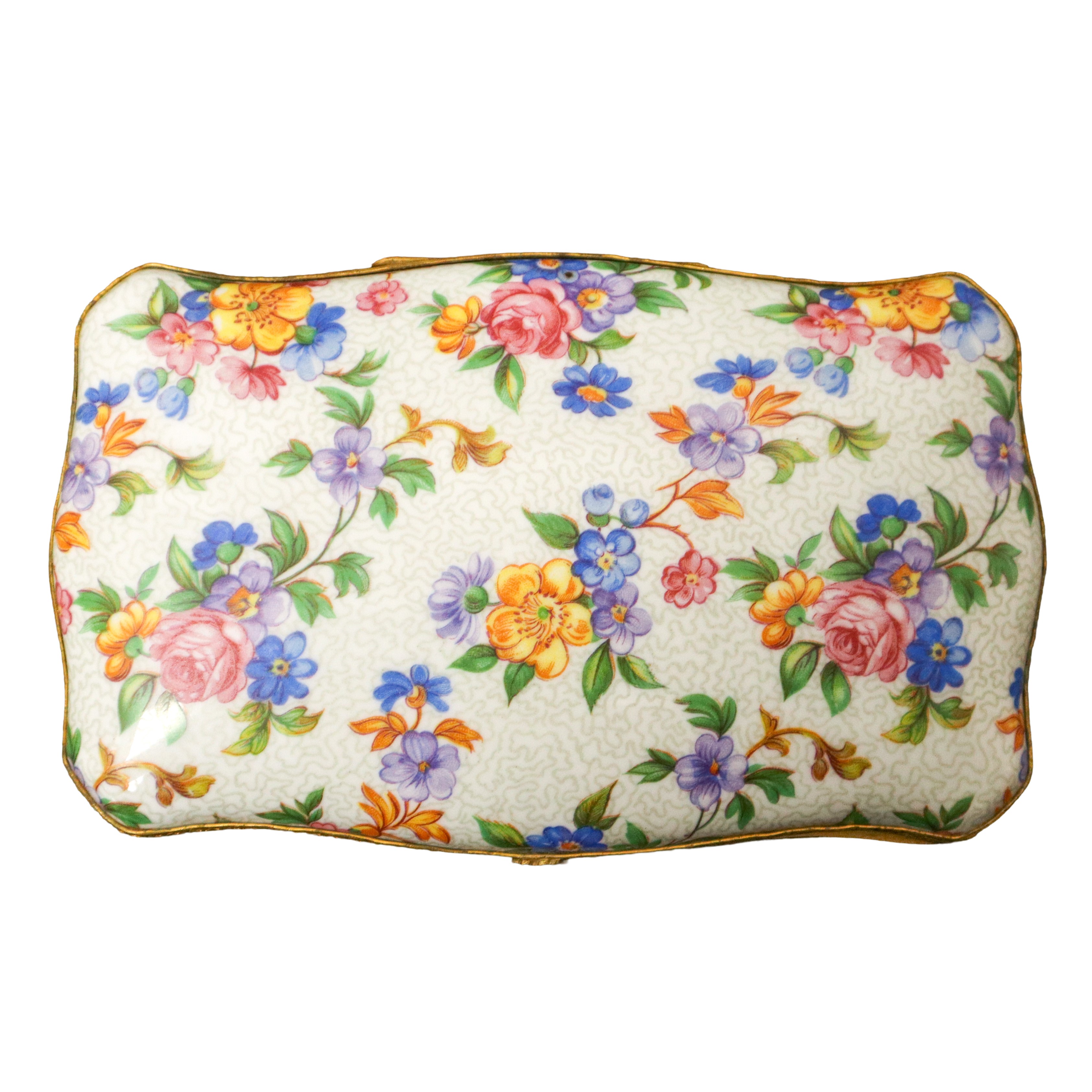 Scatolina in Porcellana Capodimonte con Decoro Floreale