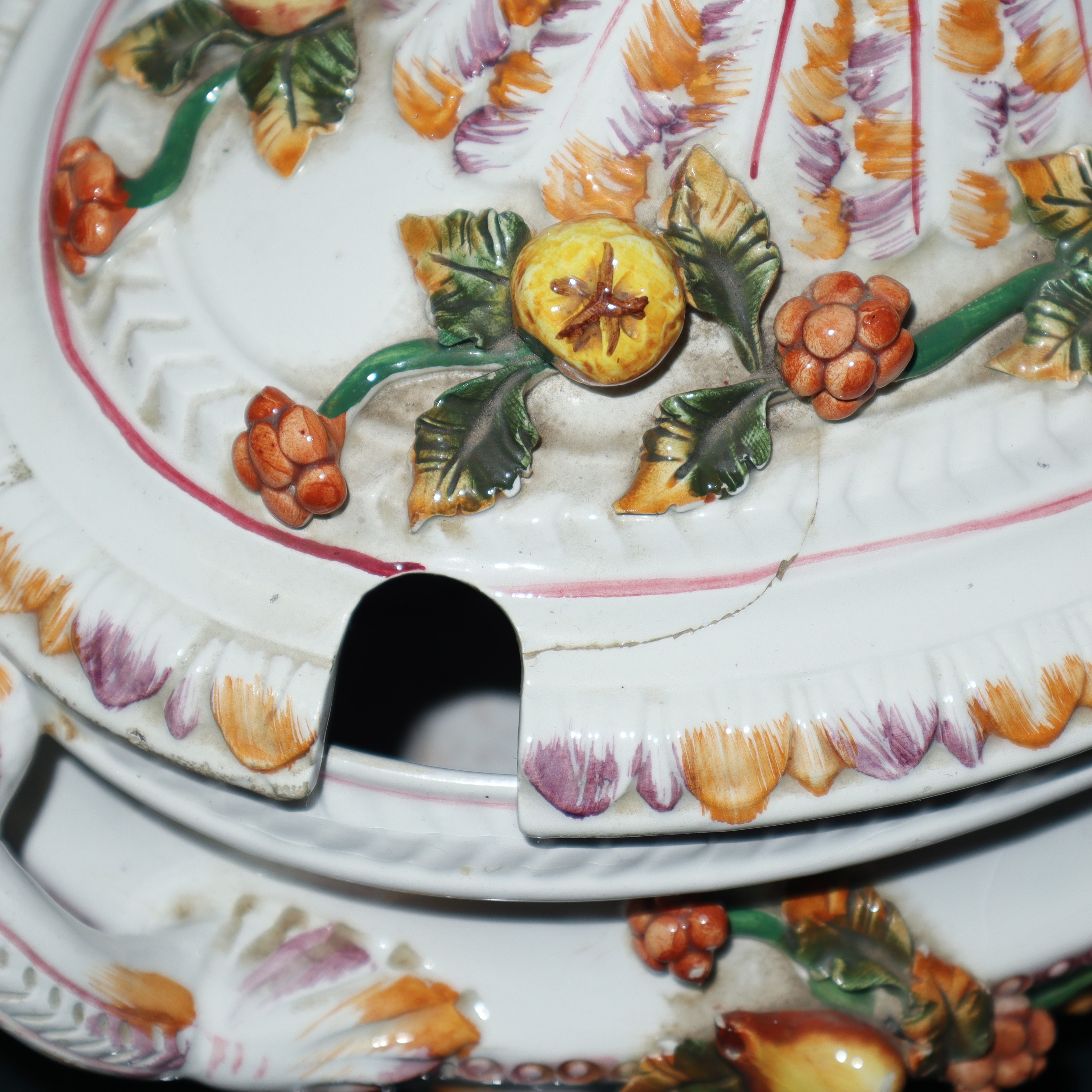 Zuppiera con Decori di Frutta a Rilievo