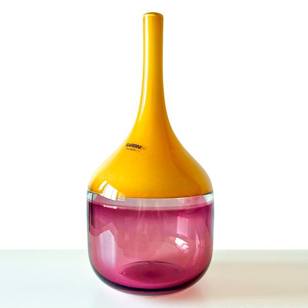 Alfredo Barbini - Vaso bottiglia bicolore in vetro di Murano