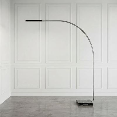Lampada da terra Gesto con base in marmo e arco cromato