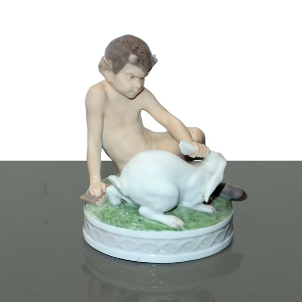 Royal Copenhagen Denmark - Faun with rabbit