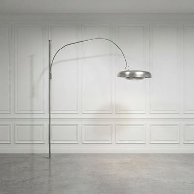 Lampada ad arco in acciaio inossidabile e alluminio