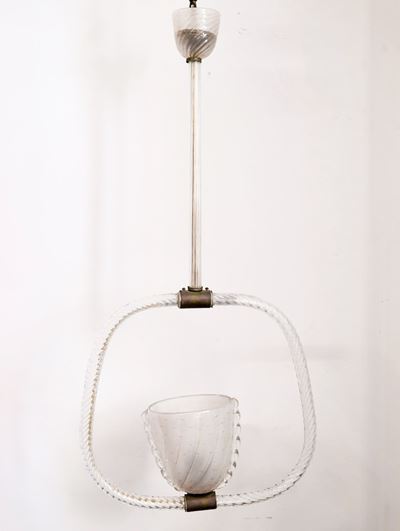 Lampadario a sospensione Decò in vetro di Murano (anni ’50)