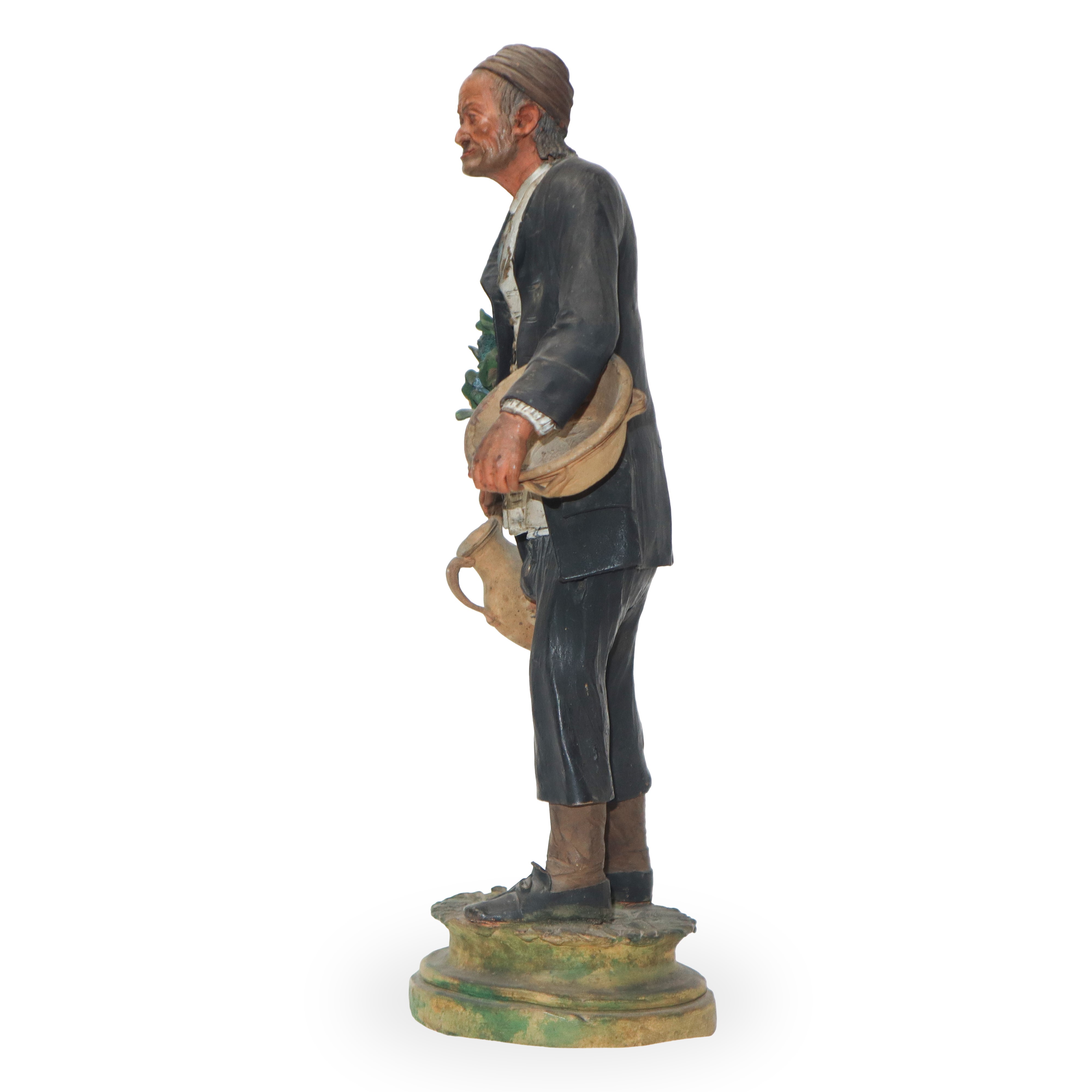 Bongiovanni Vaccaro - Personaggio Popolare Maschile, Figurina in Terracotta Policroma