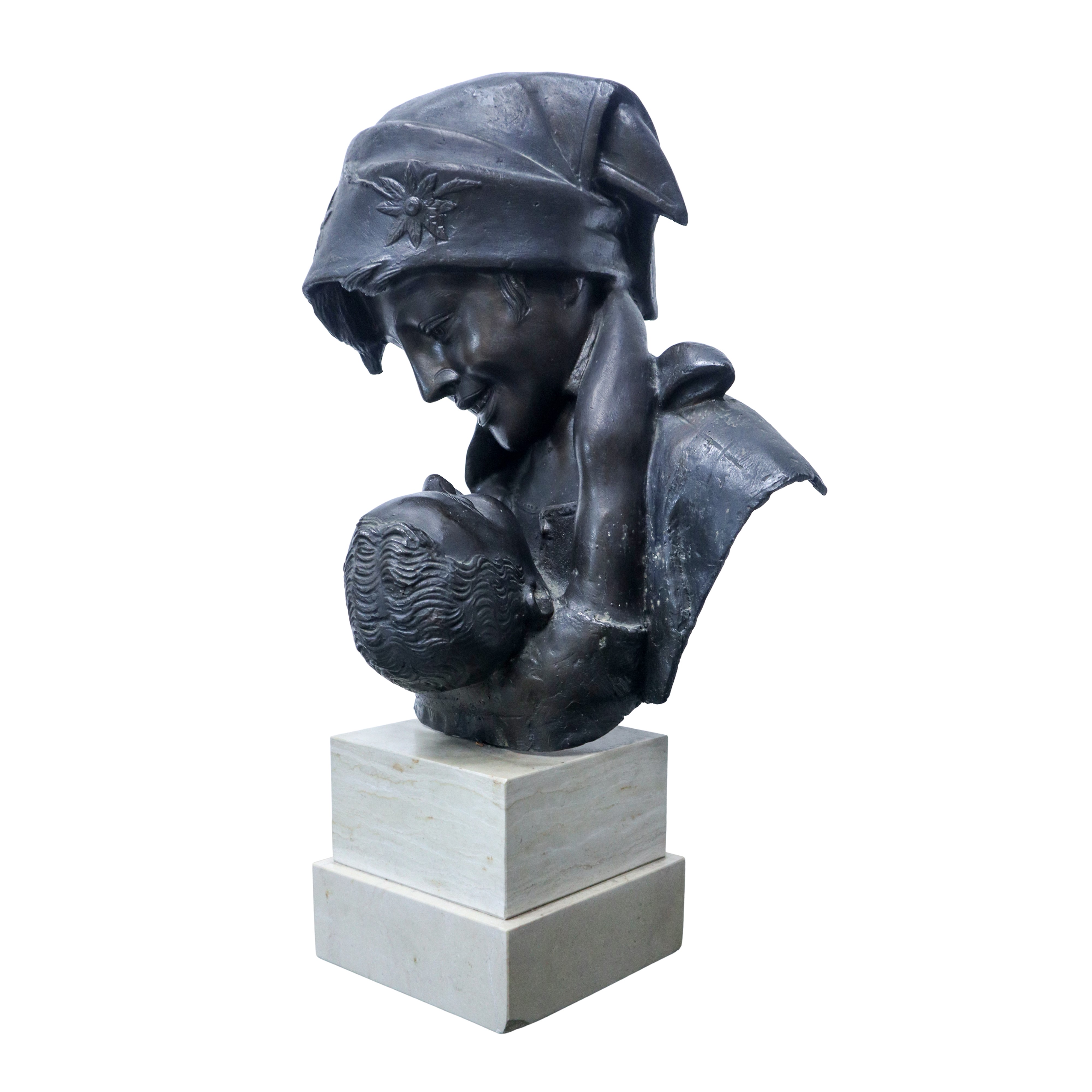 Antonio Merente - Maternità, Scultura in Bronzo su Base in Marmo