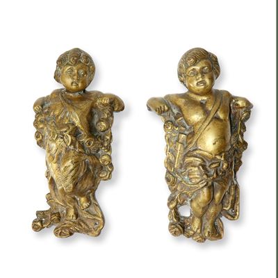 Coppia di putti, bronzo dorato