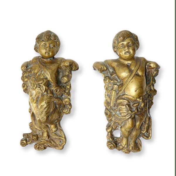 Pair of gilded bronze cherubs