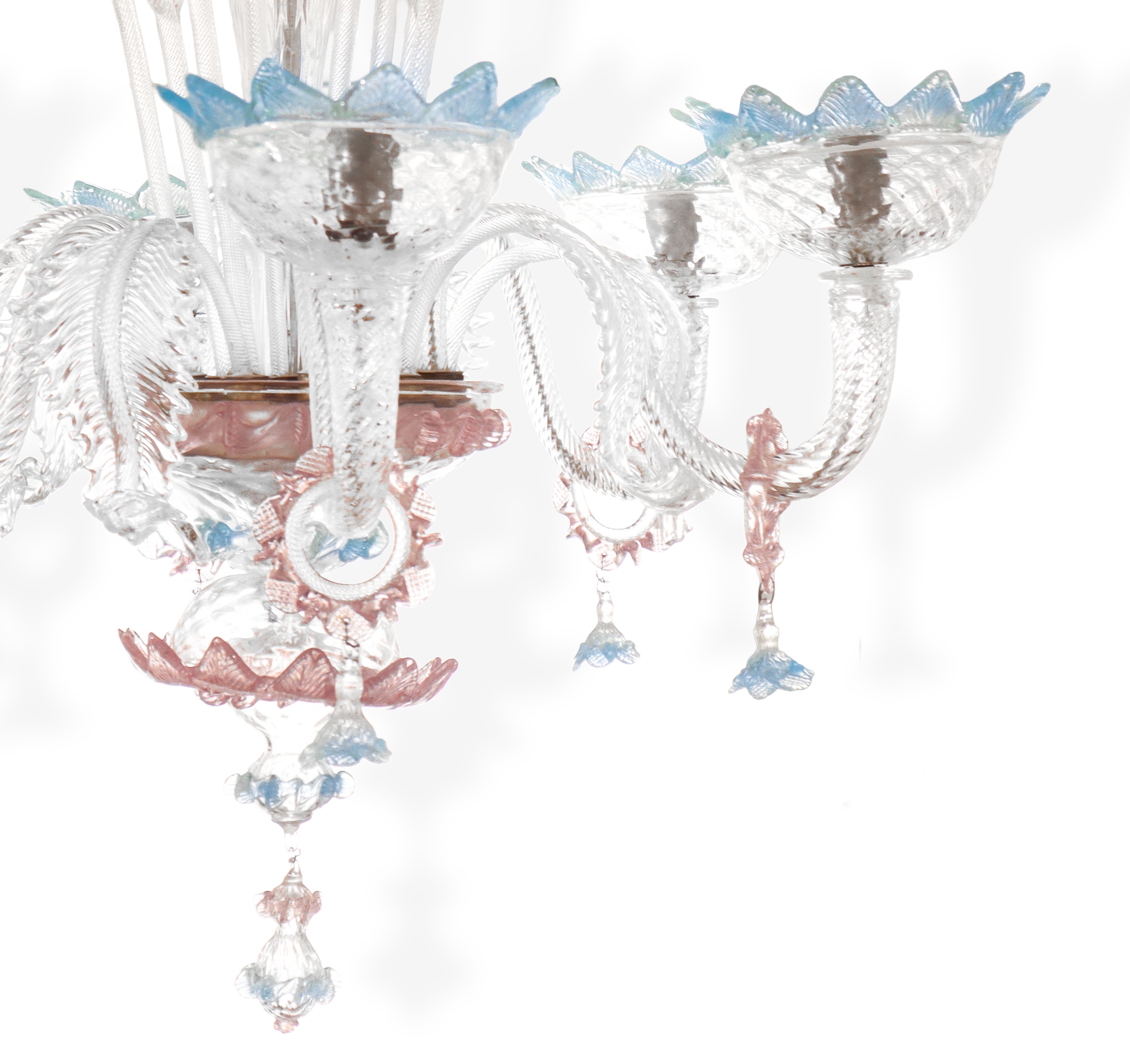 Lampadario in Vetro di Murano Policromo a 6 Luci