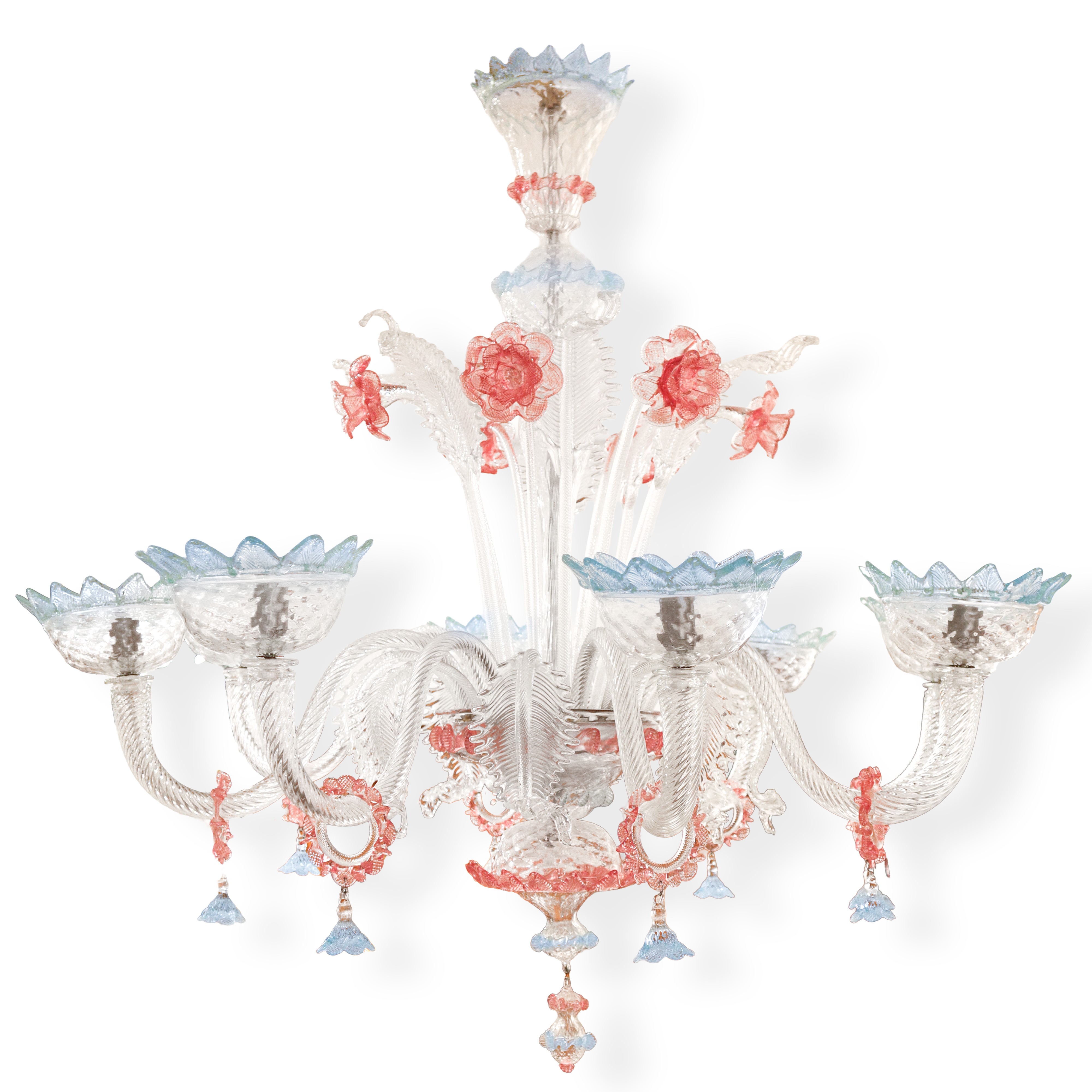 Lampadario in Vetro di Murano Policromo a 8 Luci