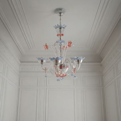 Lampadario in Vetro di Murano Policromo a 5 Luci