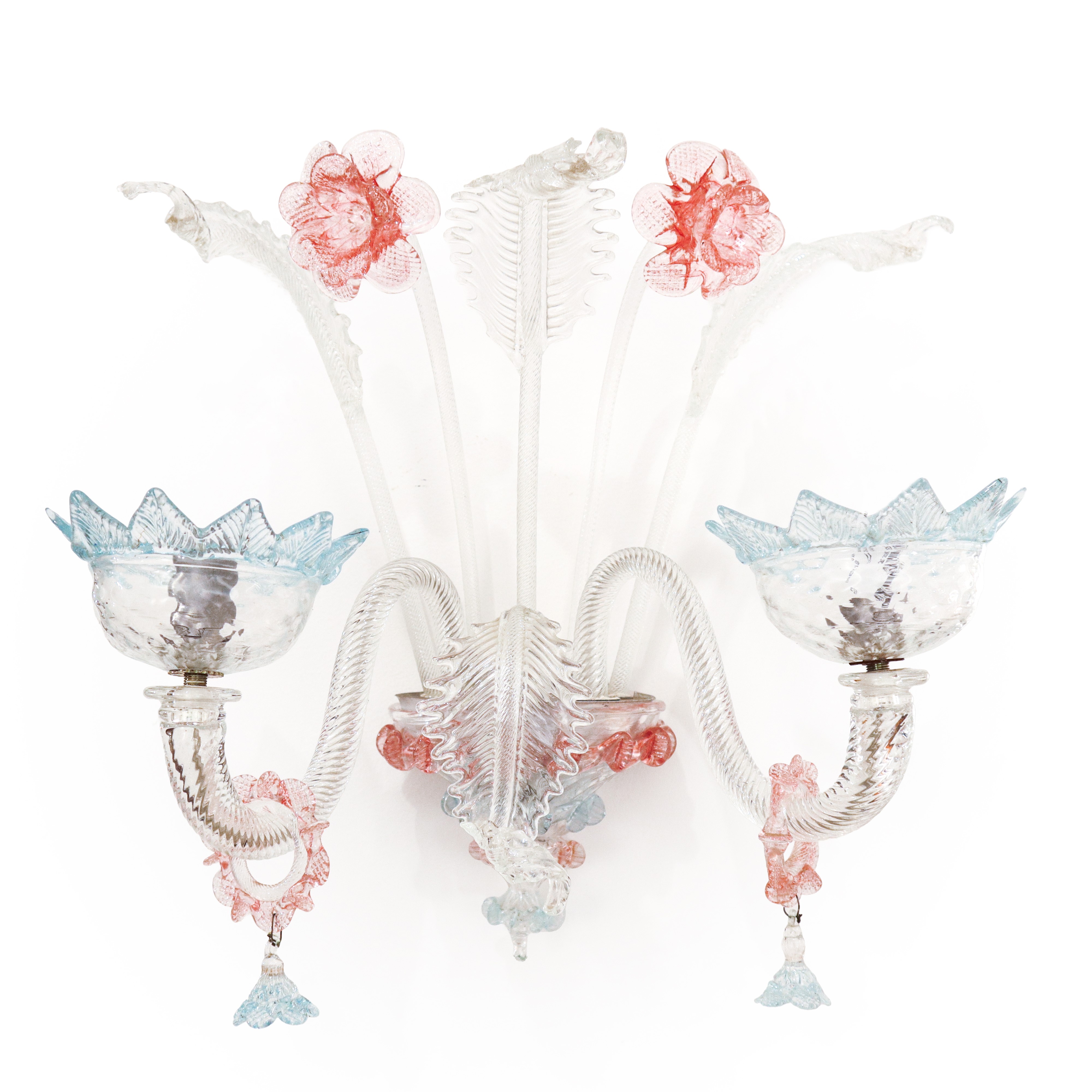 Coppia di Appliques in Vetro di Murano Policromo