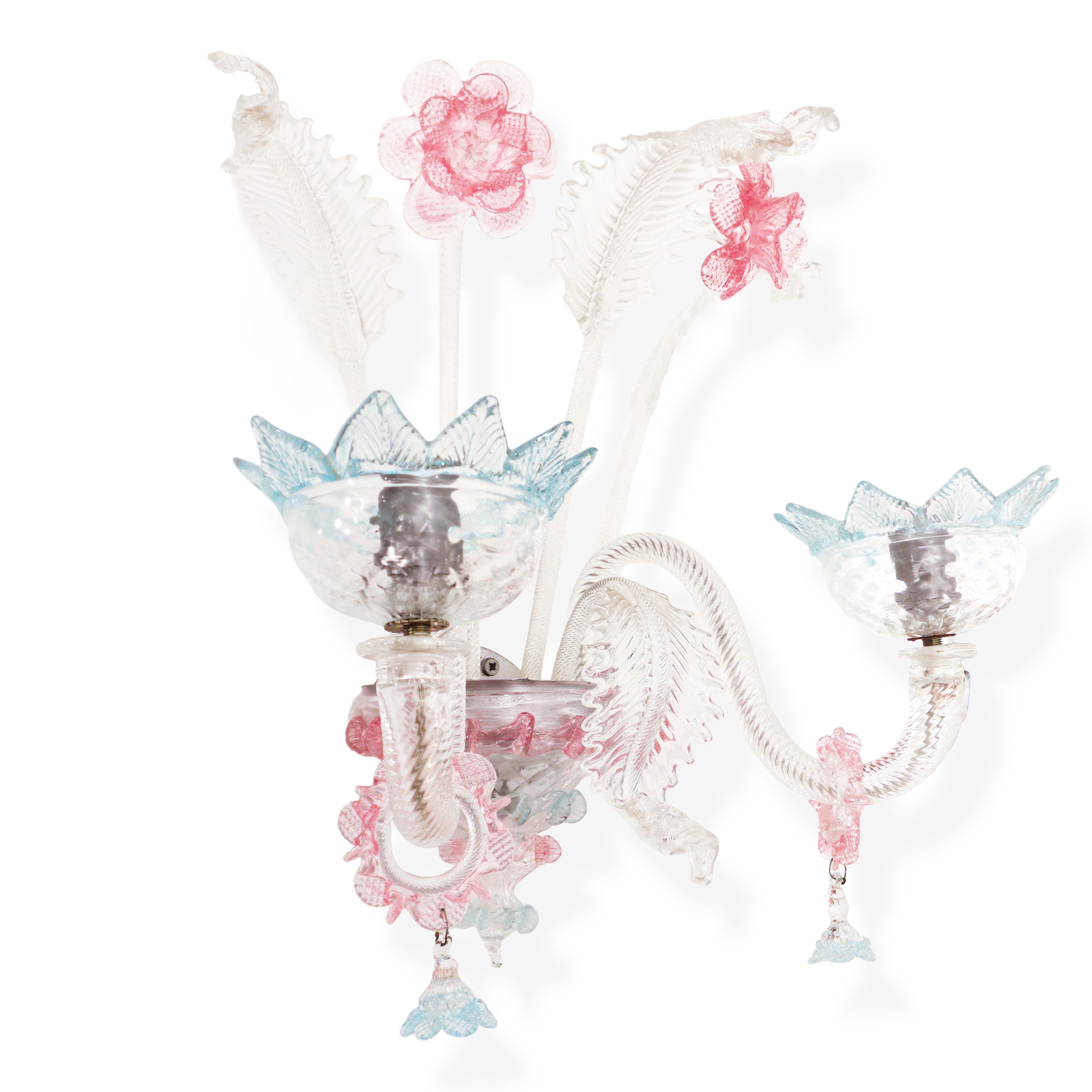 Coppia di Appliques in Vetro di Murano Policromo