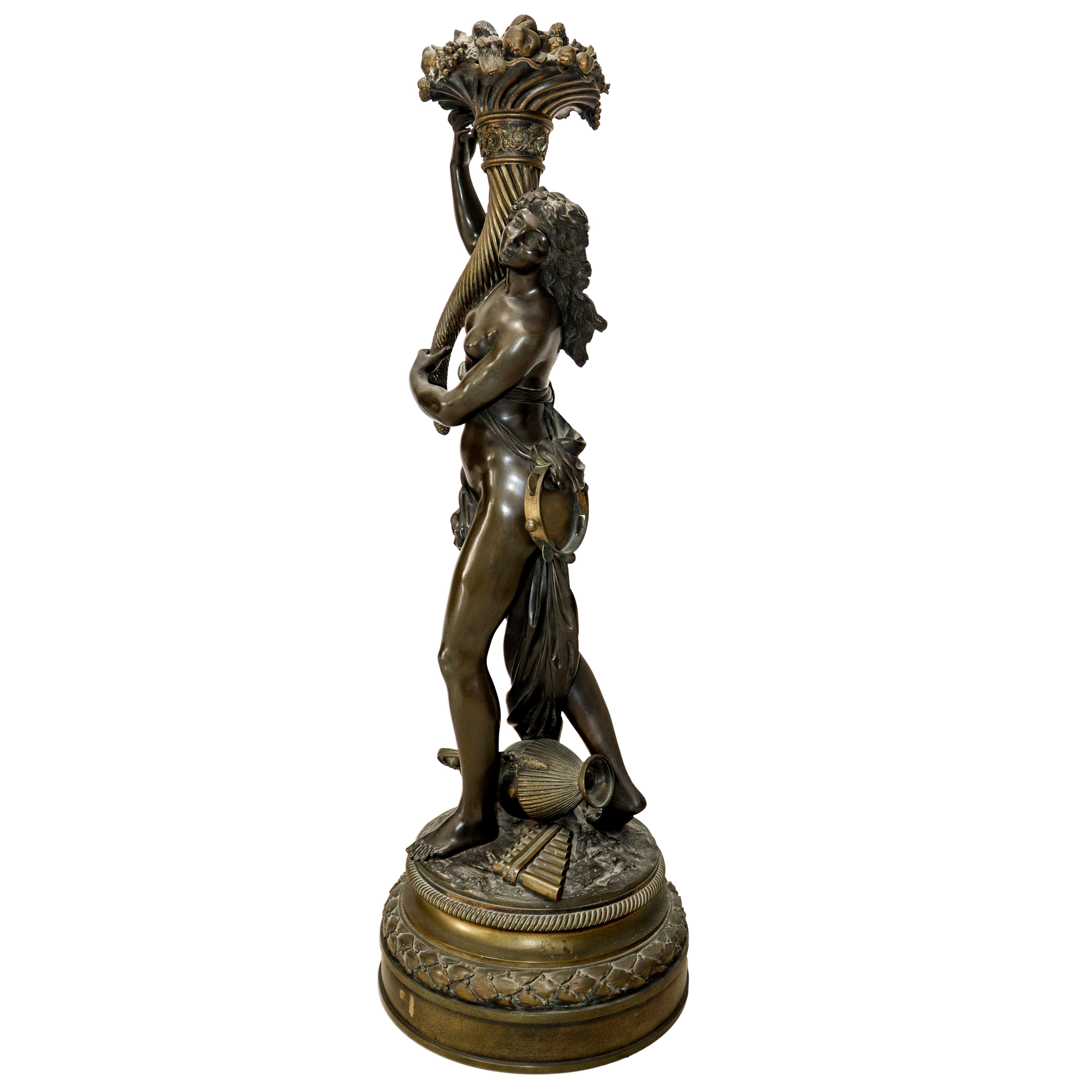 Ninfa con Cornucopia, Scultura in Bronzo