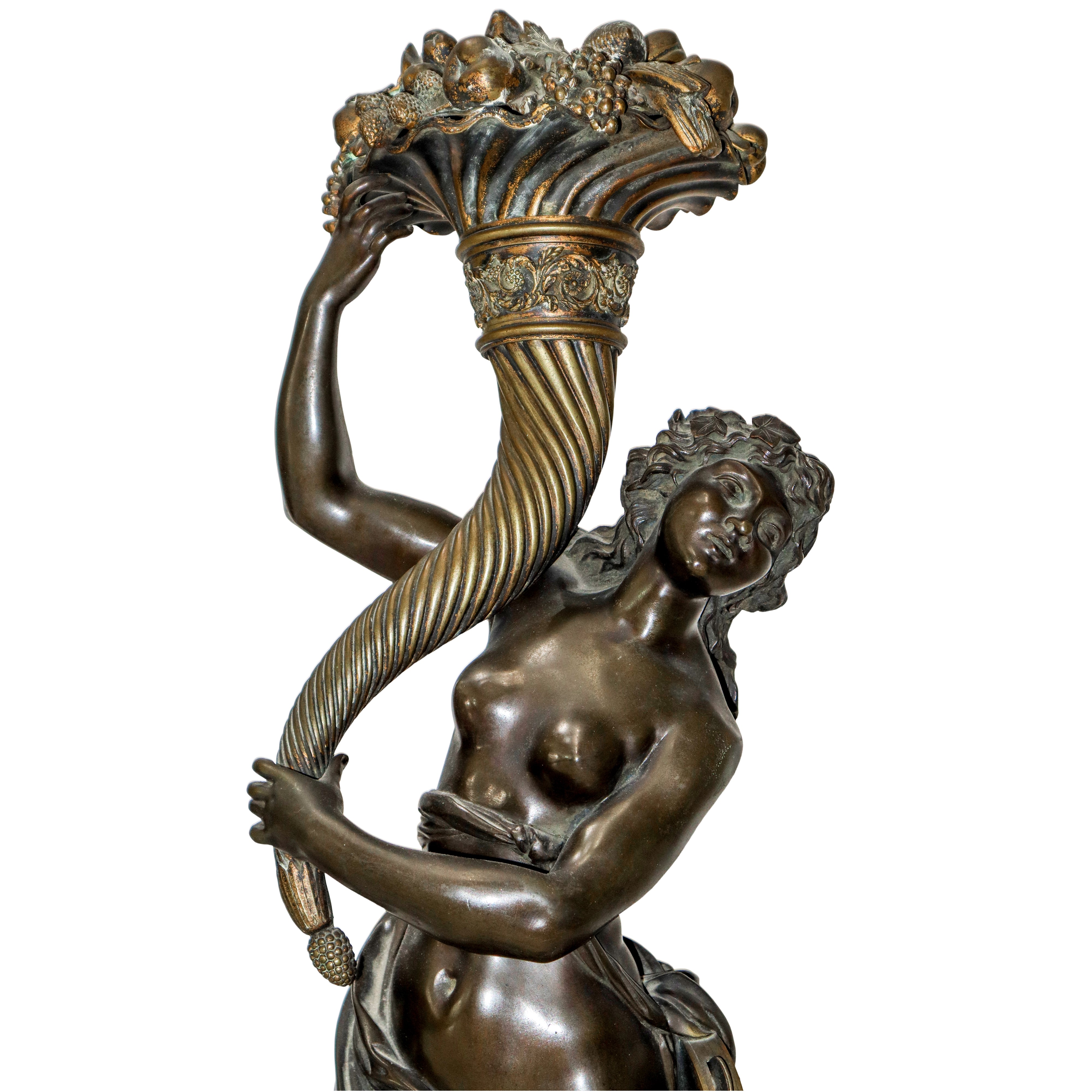 Ninfa con Cornucopia, Scultura in Bronzo