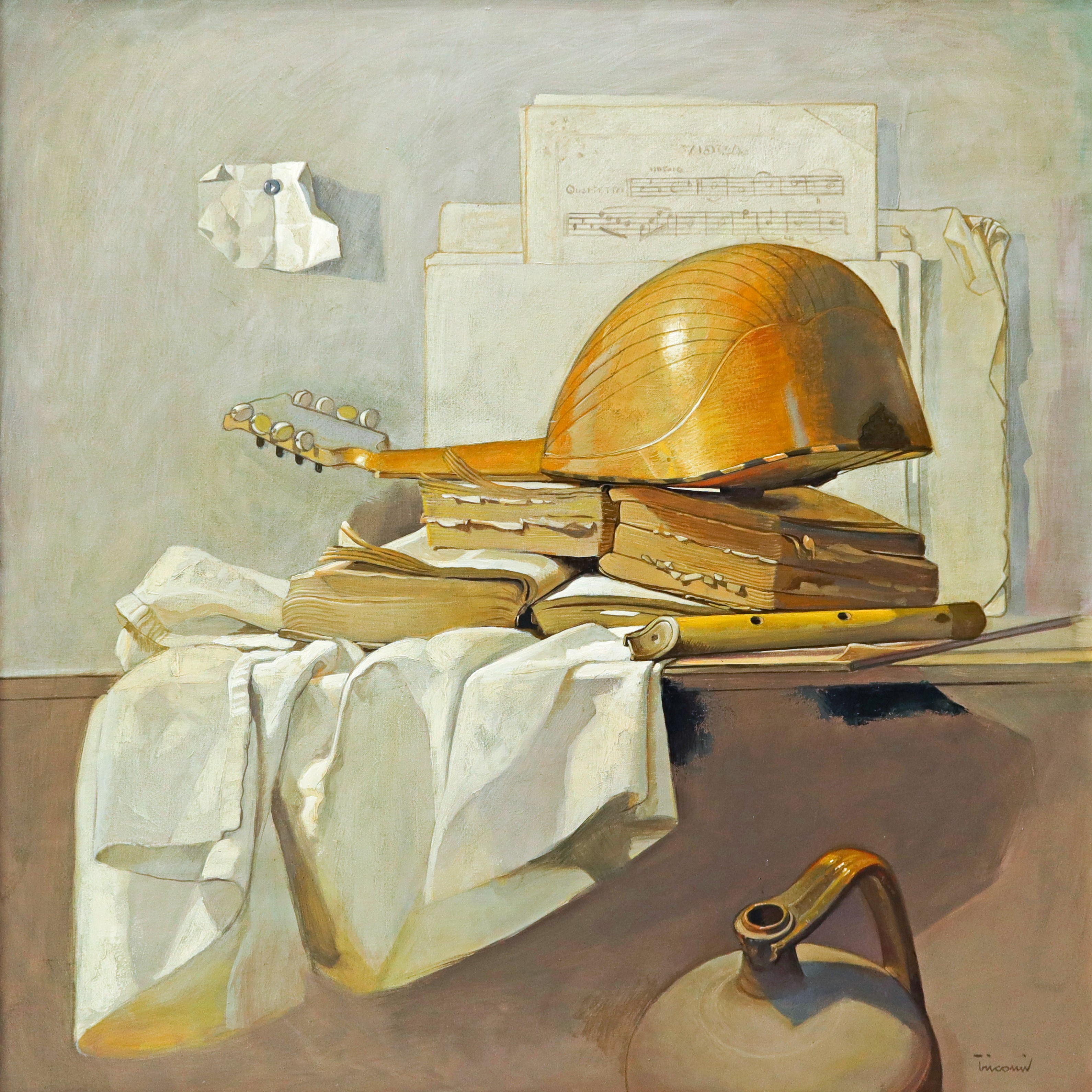 Saro Tricomi - Mandolino giallo e drappo