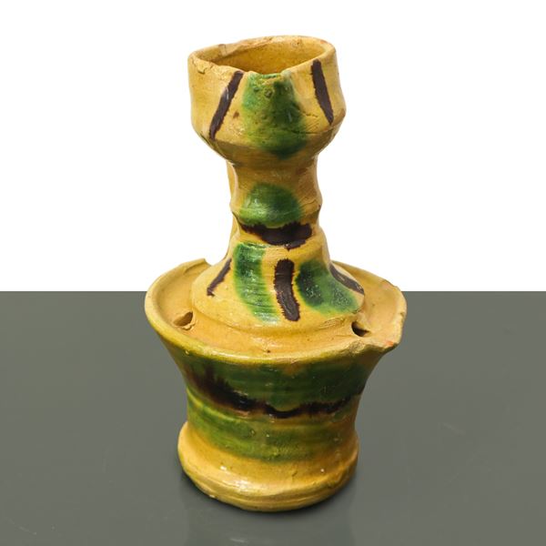 Lumiera in maiolica di Caltagirone con disegni policromi