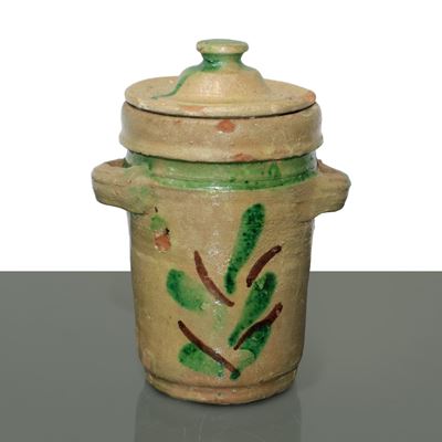 Saliera in Maiolica di Caltagirone con Coperchio e Decoro Policromo