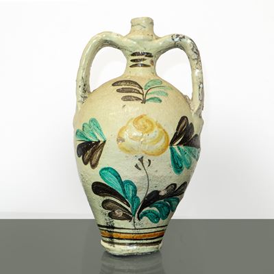 Bummulo in Maiolica di Caltagirone con Decoro Floreale sul Fronte