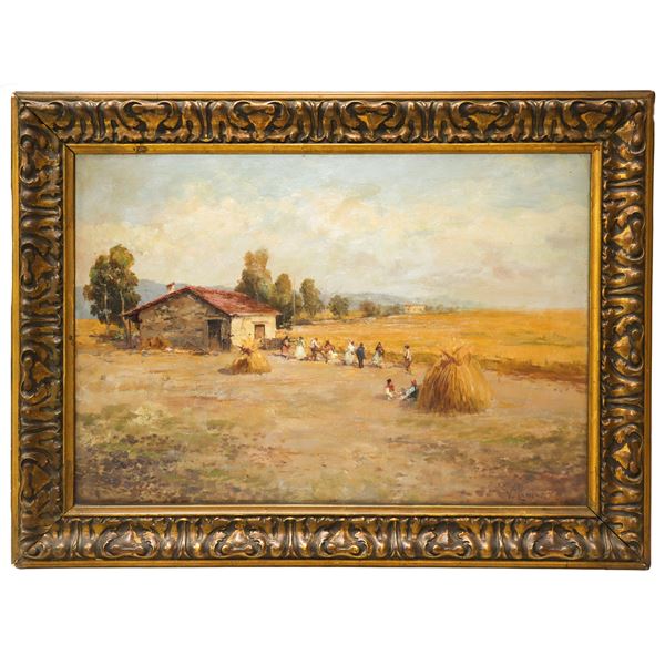 Vincenzo Canino - Country landscape with sheaves