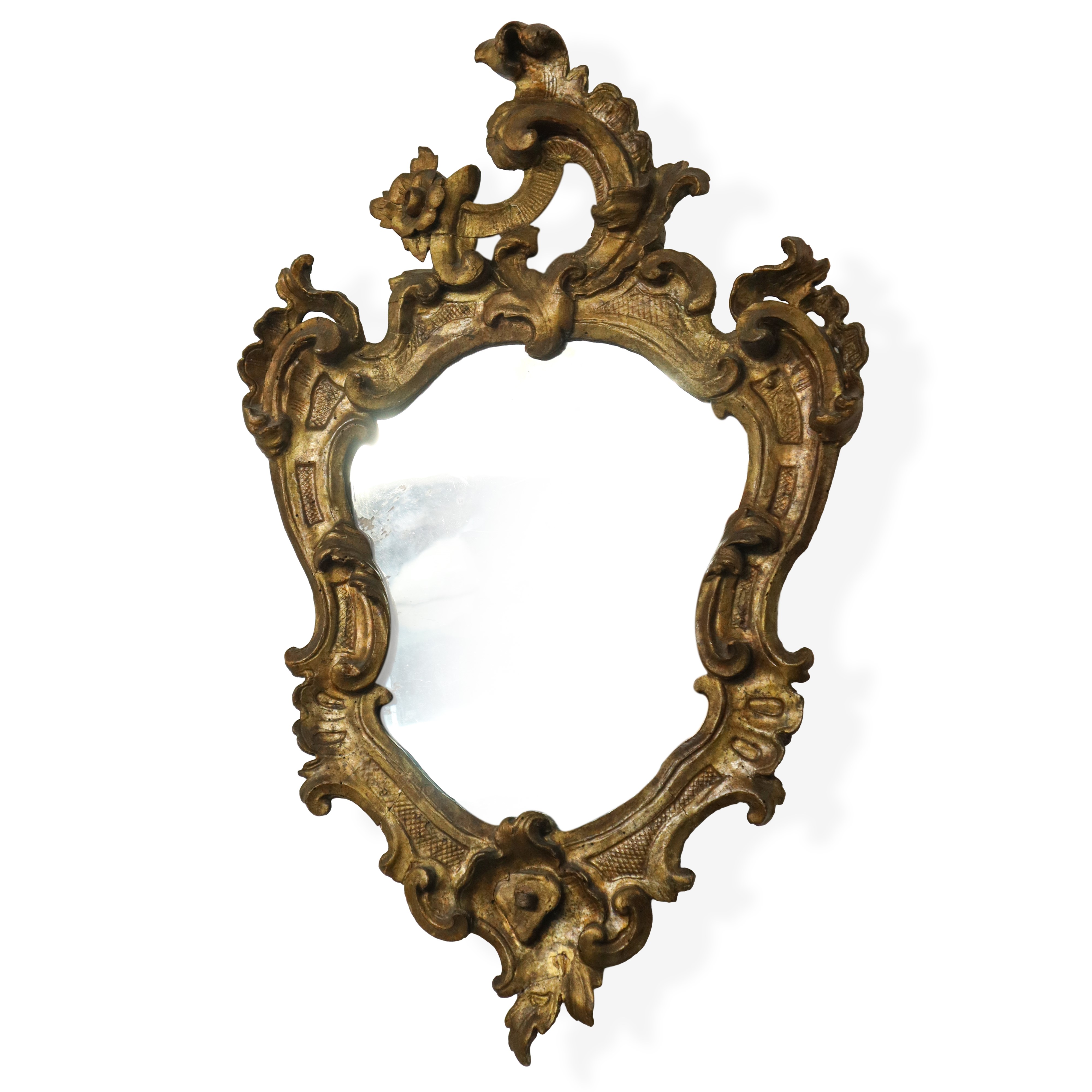Coppia di Specchiere con Specchi al Mercurio con Cornice in Legno Dorato Luigi XV