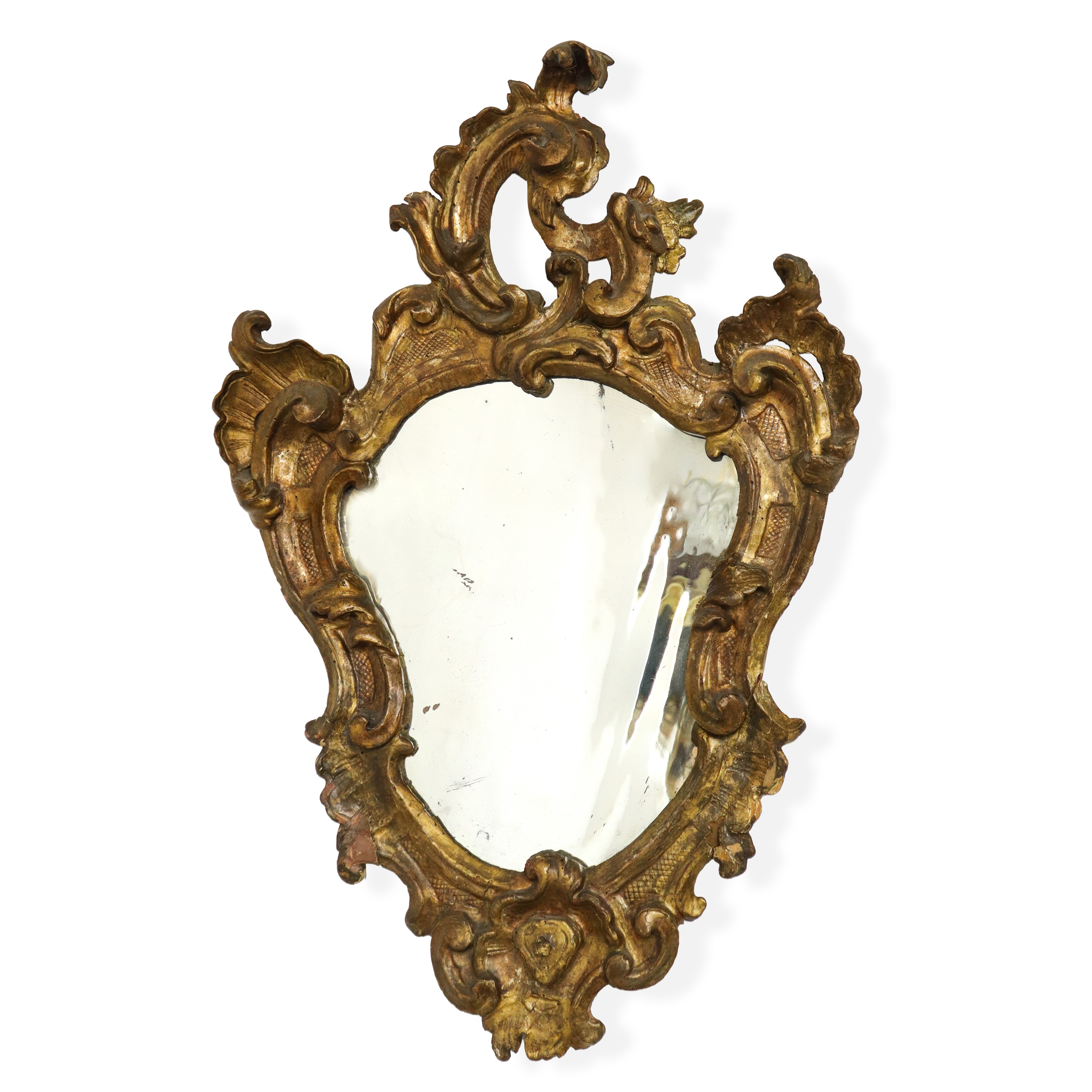 Coppia di Specchiere con Specchi al Mercurio con Cornice in Legno Dorato Luigi XV