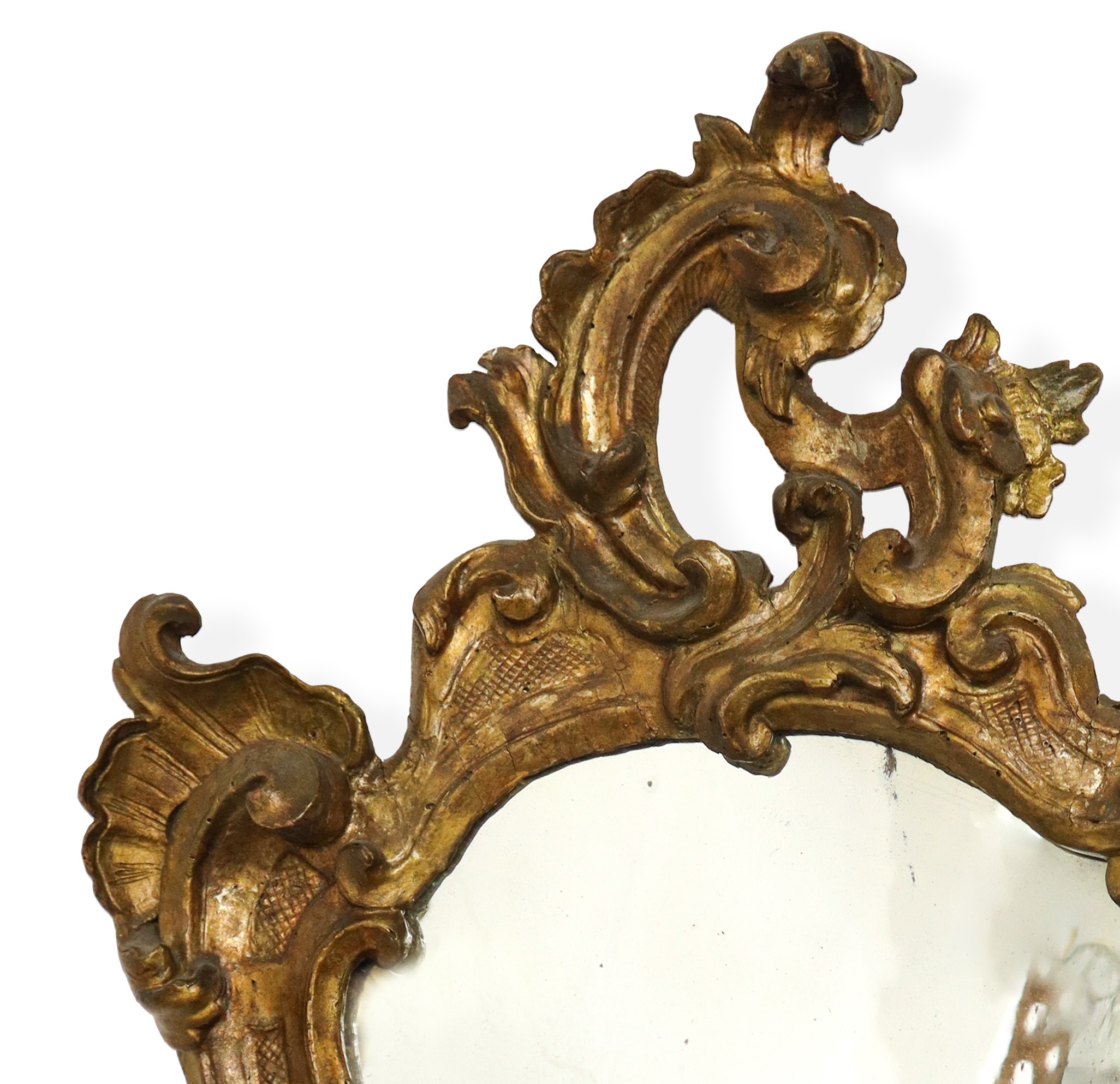 Coppia di Specchiere con Specchi al Mercurio con Cornice in Legno Dorato Luigi XV
