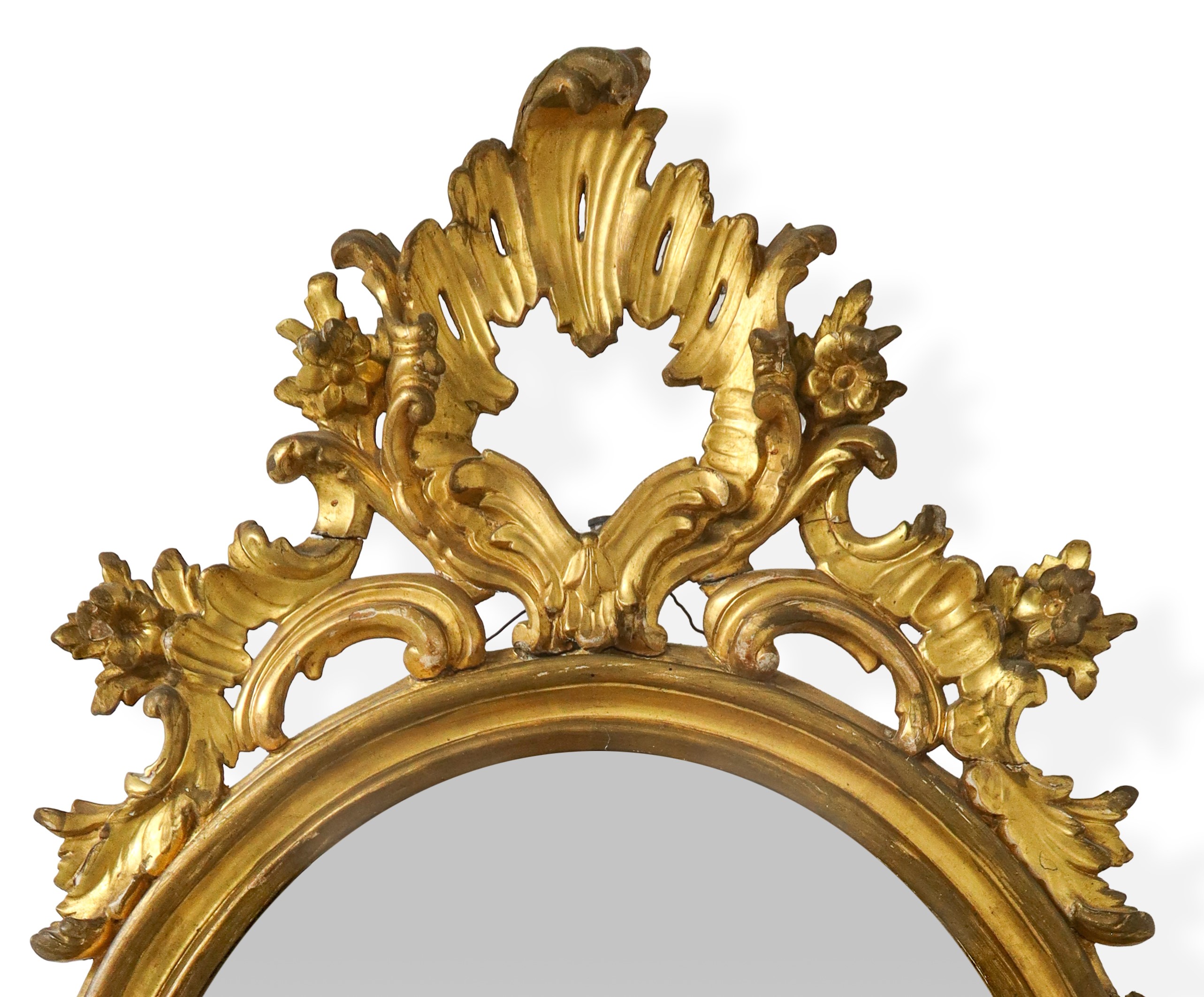 Specchiera Ovale in Legno Dorato a Foglia