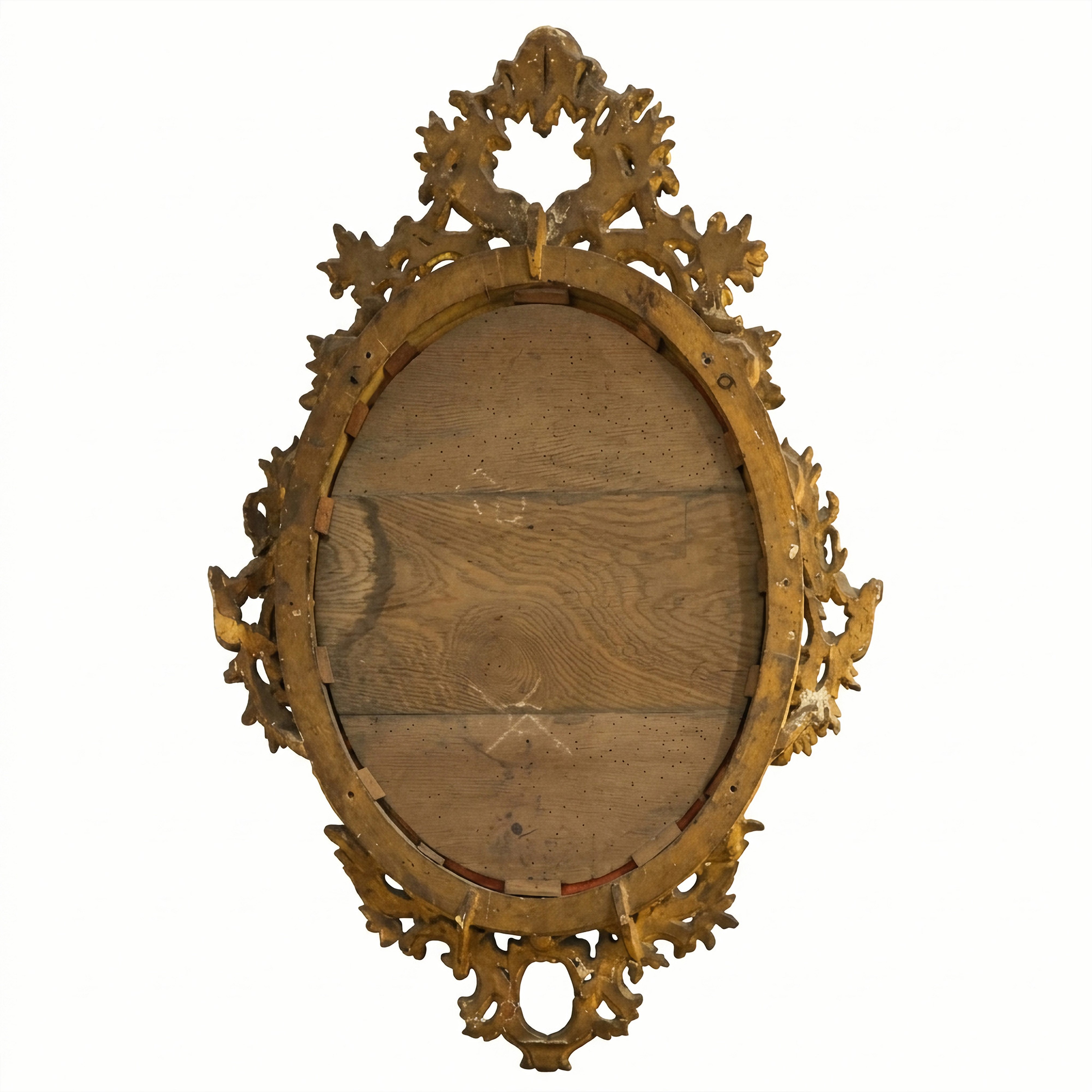 Specchiera Ovale in Legno Dorato a Foglia