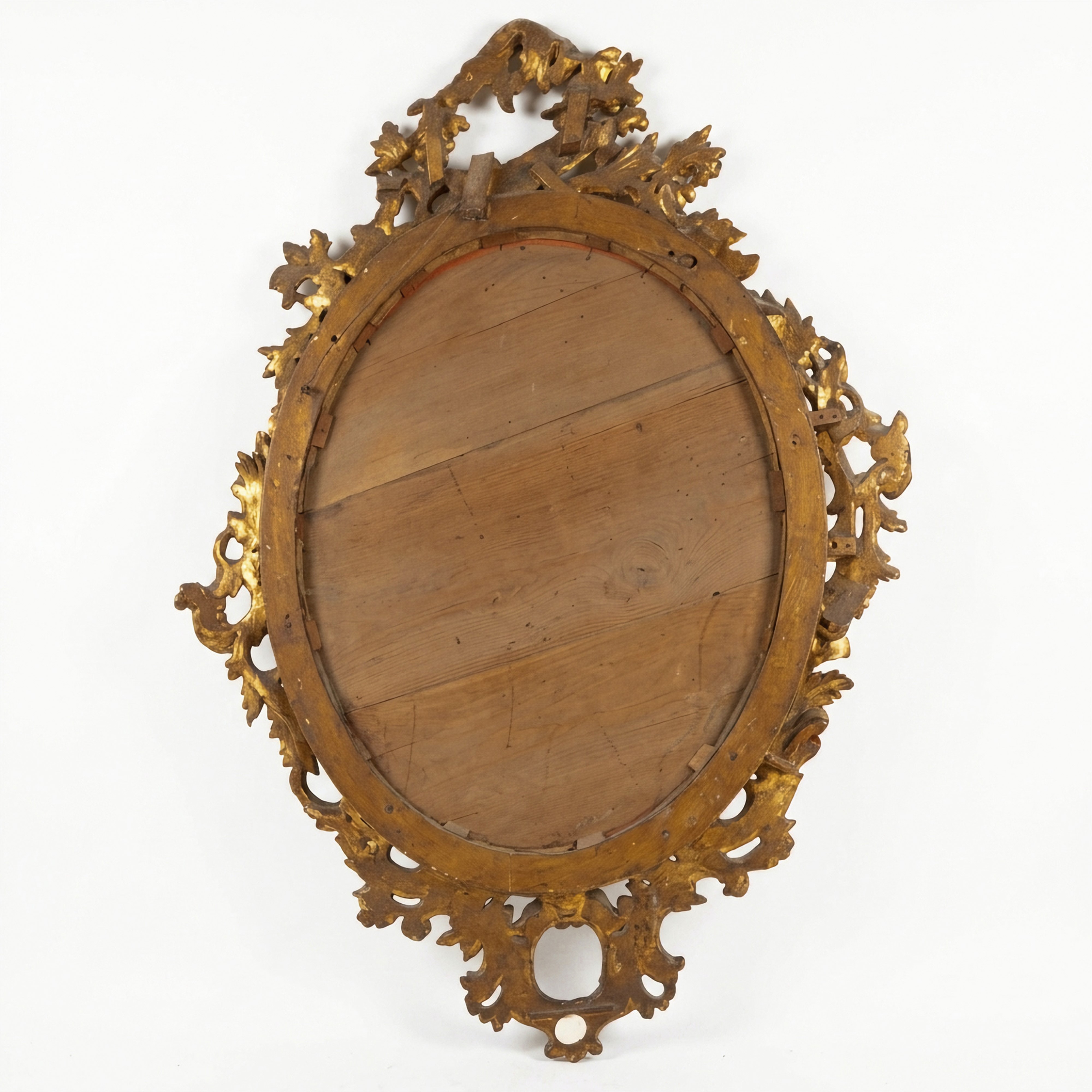Specchiera Ovale in Legno Dorato a Foglia