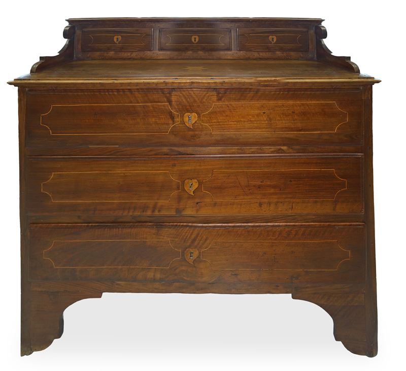 Cassettone in Legno di Noce 3 Cassetti con Alzata