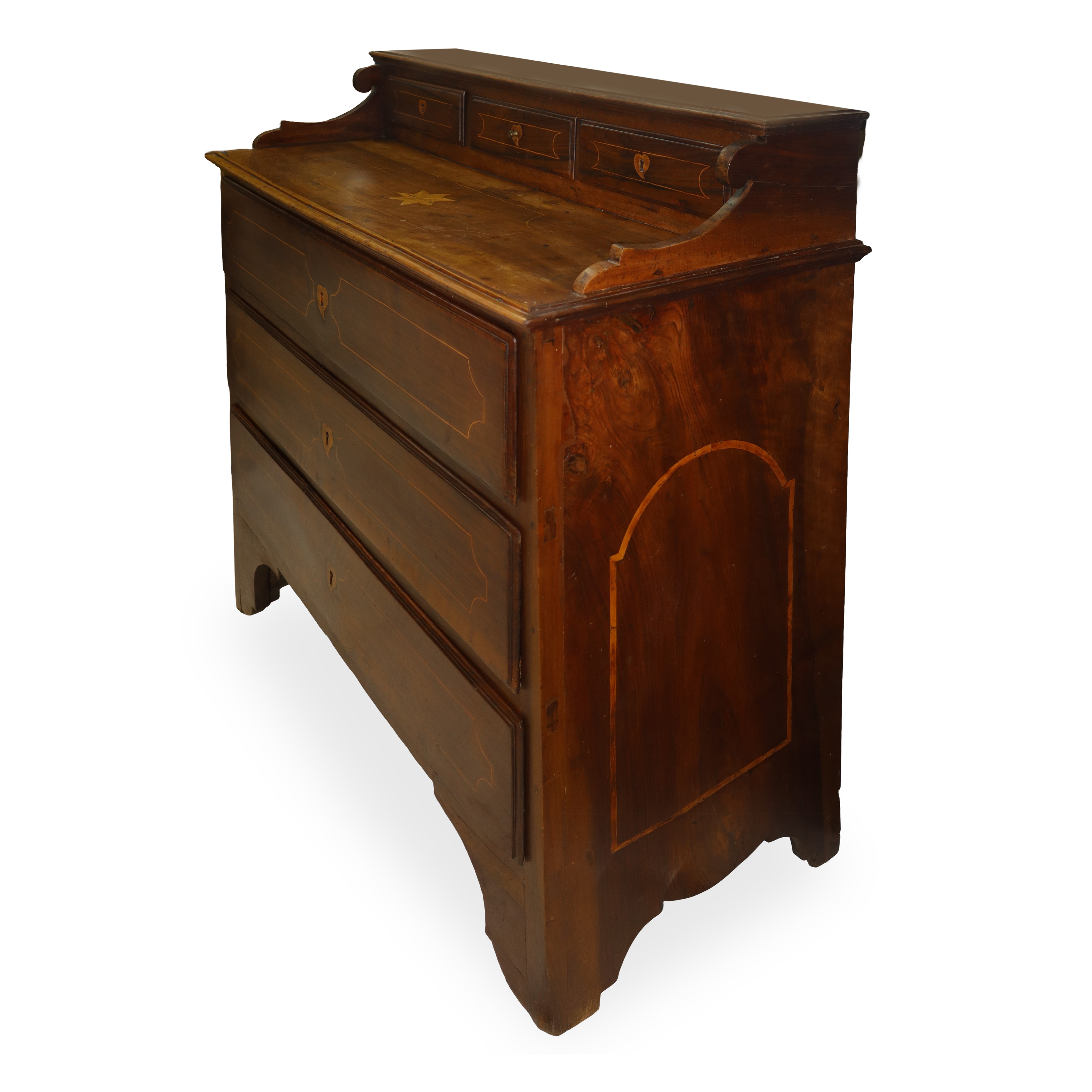 Cassettone in Legno di Noce 3 Cassetti con Alzata