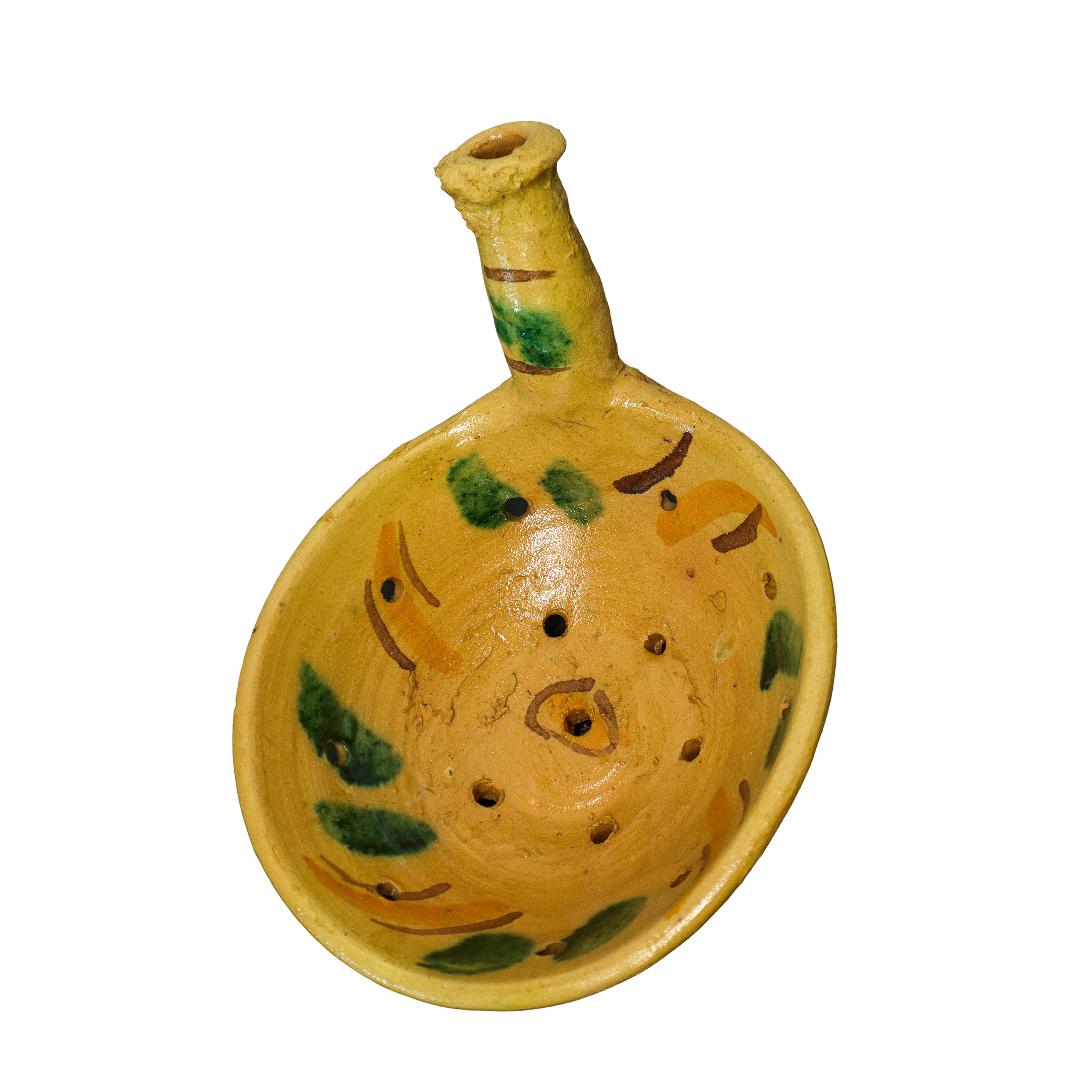 Scolapasta in Maiolica di Caltagirone con Manico con Dettagli Policromi