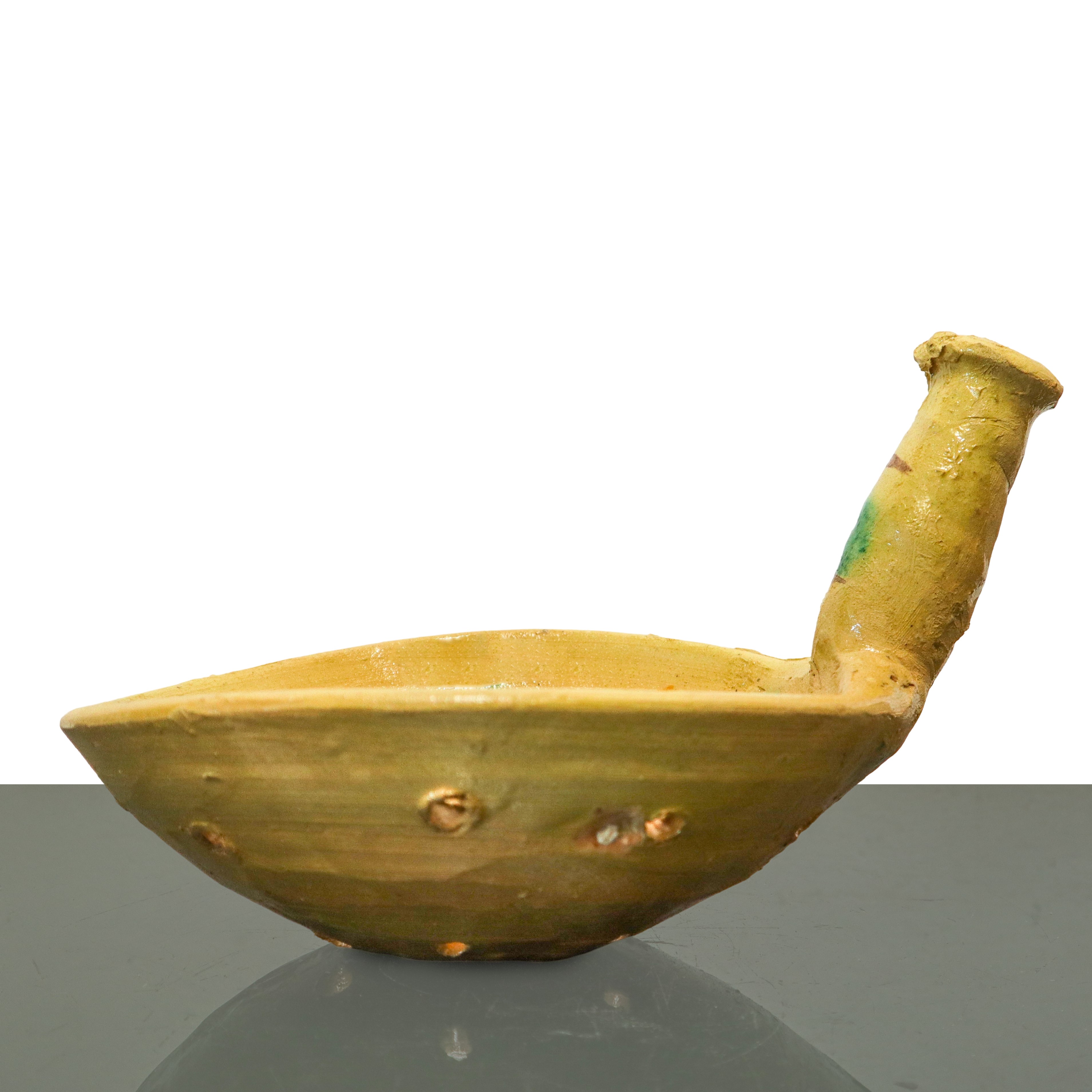 Scolapasta in Maiolica di Caltagirone con Manico con Dettagli Policromi
